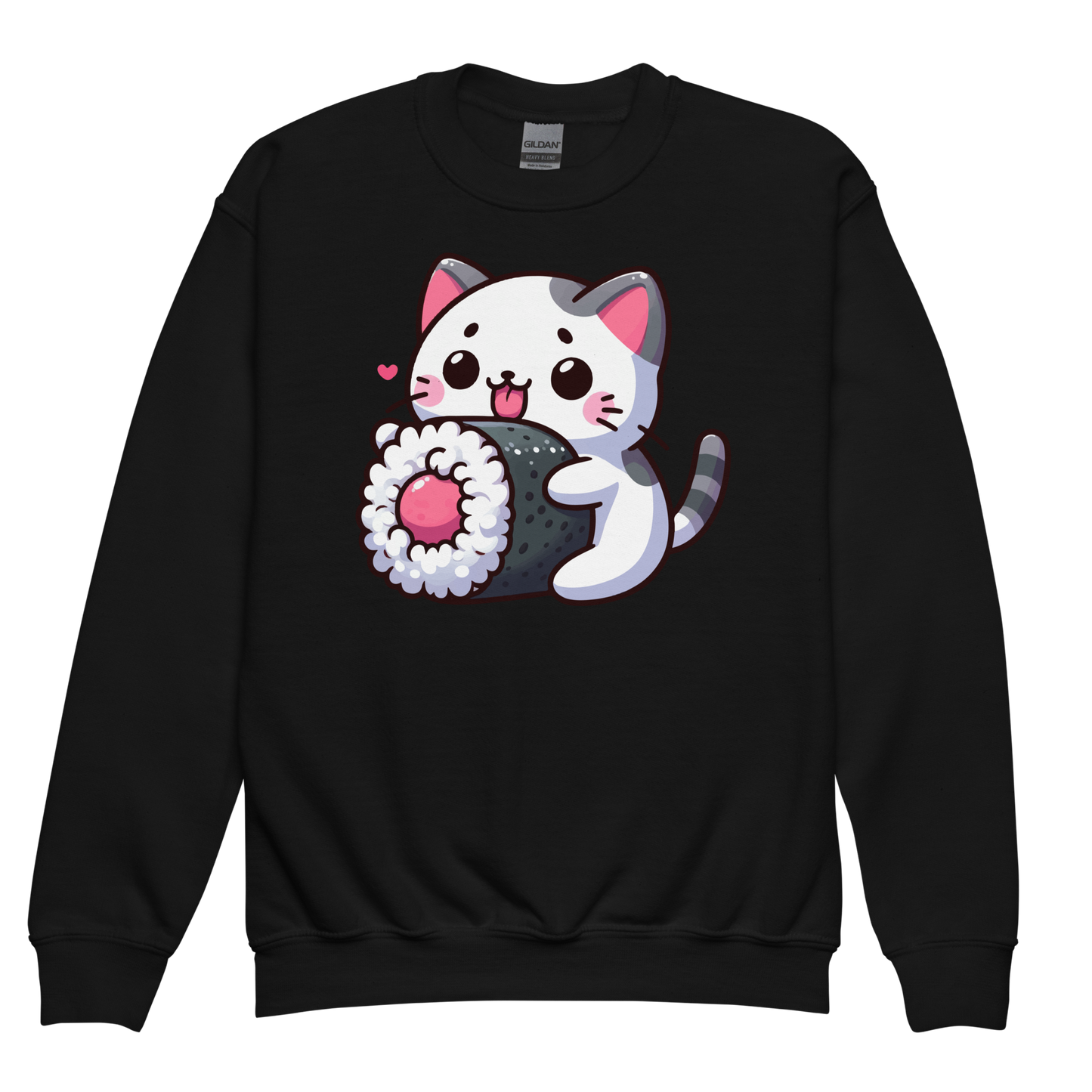 Black and Grey Kitten - Eating Sushi - Youth Sweatshirt