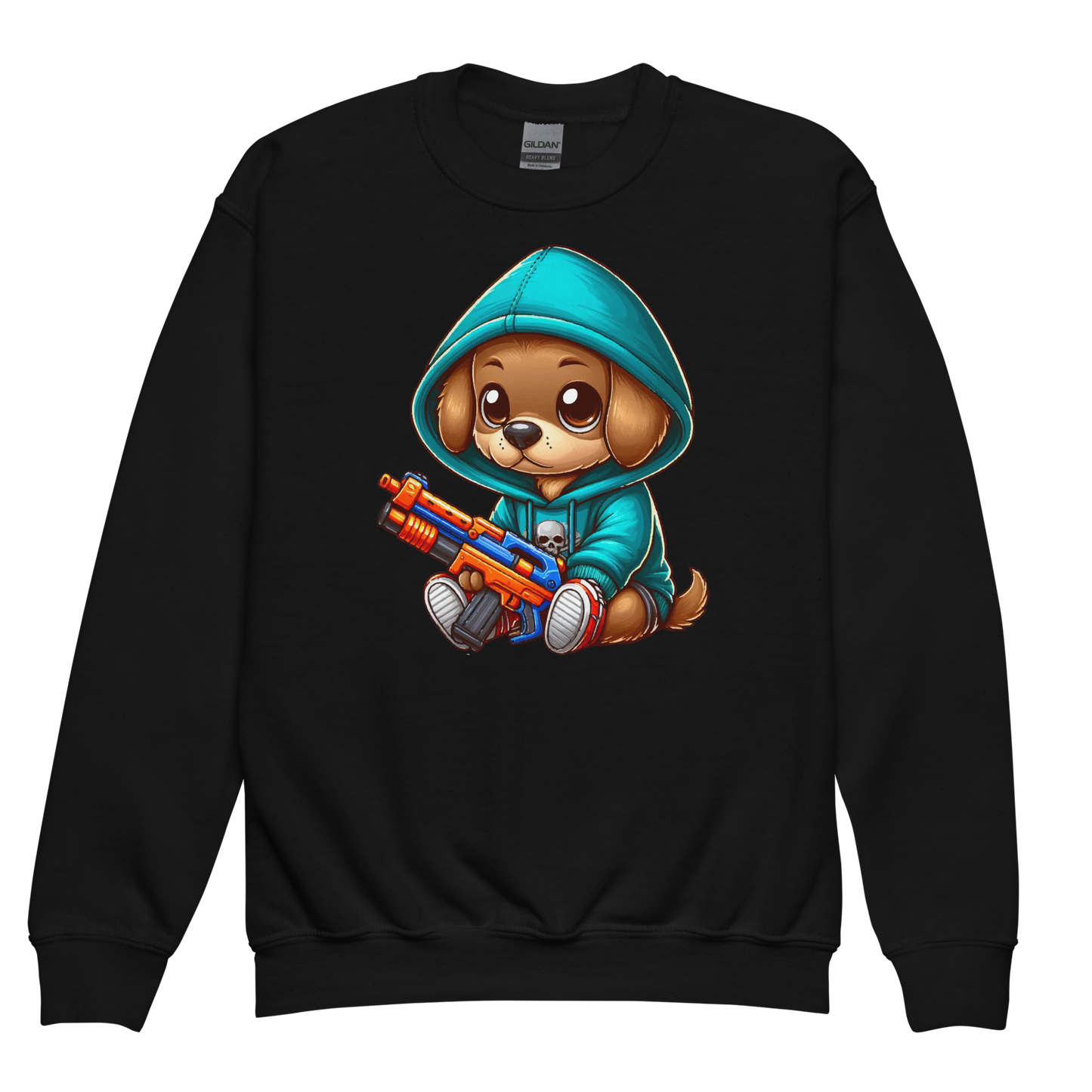 Brown Puppy with Foam Dart Blaster - Youth Sweatshirt
