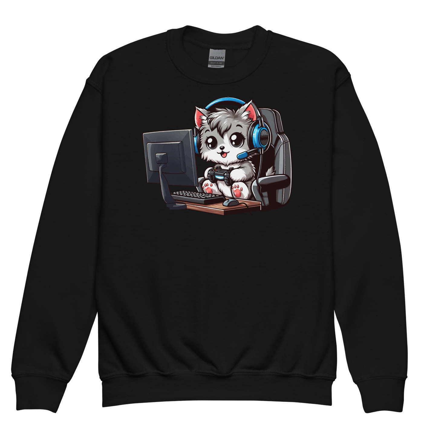 Gamer Kitten - Blue Headset - Youth Sweatshirt