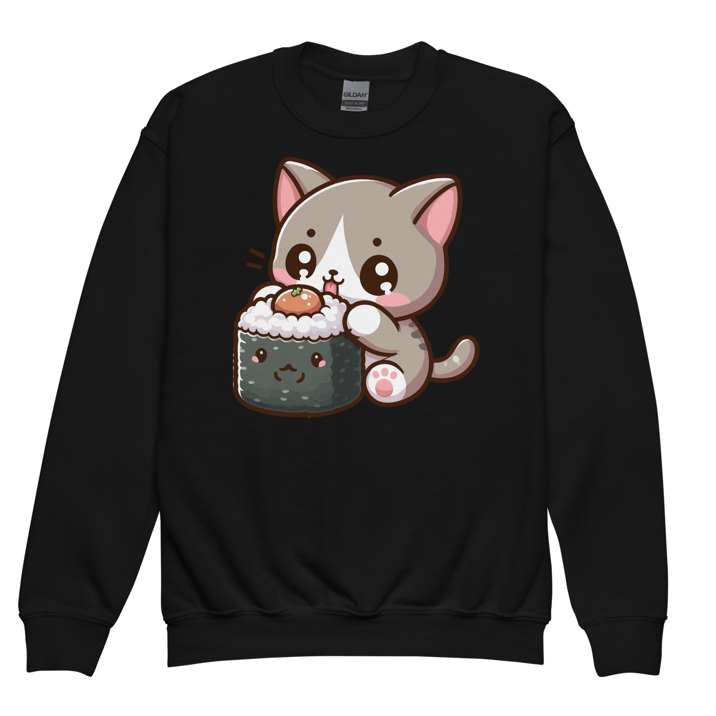 Grey Kitten - Eating Sushi - Youth Sweatshirt