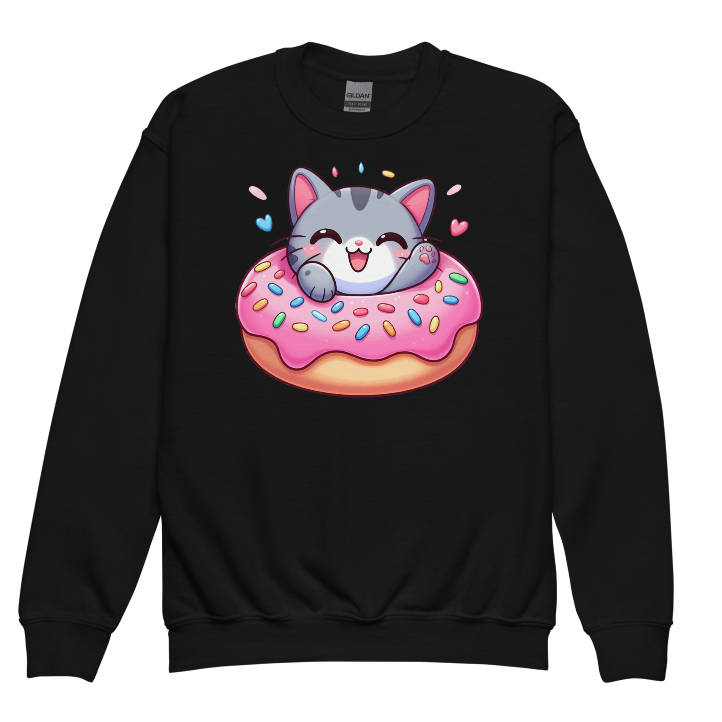 Grey Kitten - Laughing in a Donut - Youth Sweatshirt