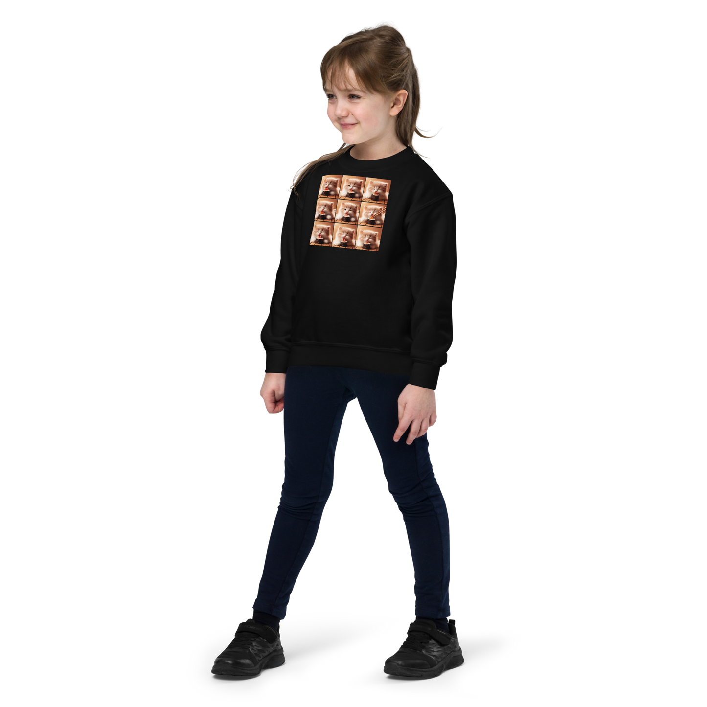 Kittens Eating Sushi Collage - Youth Sweatshirt