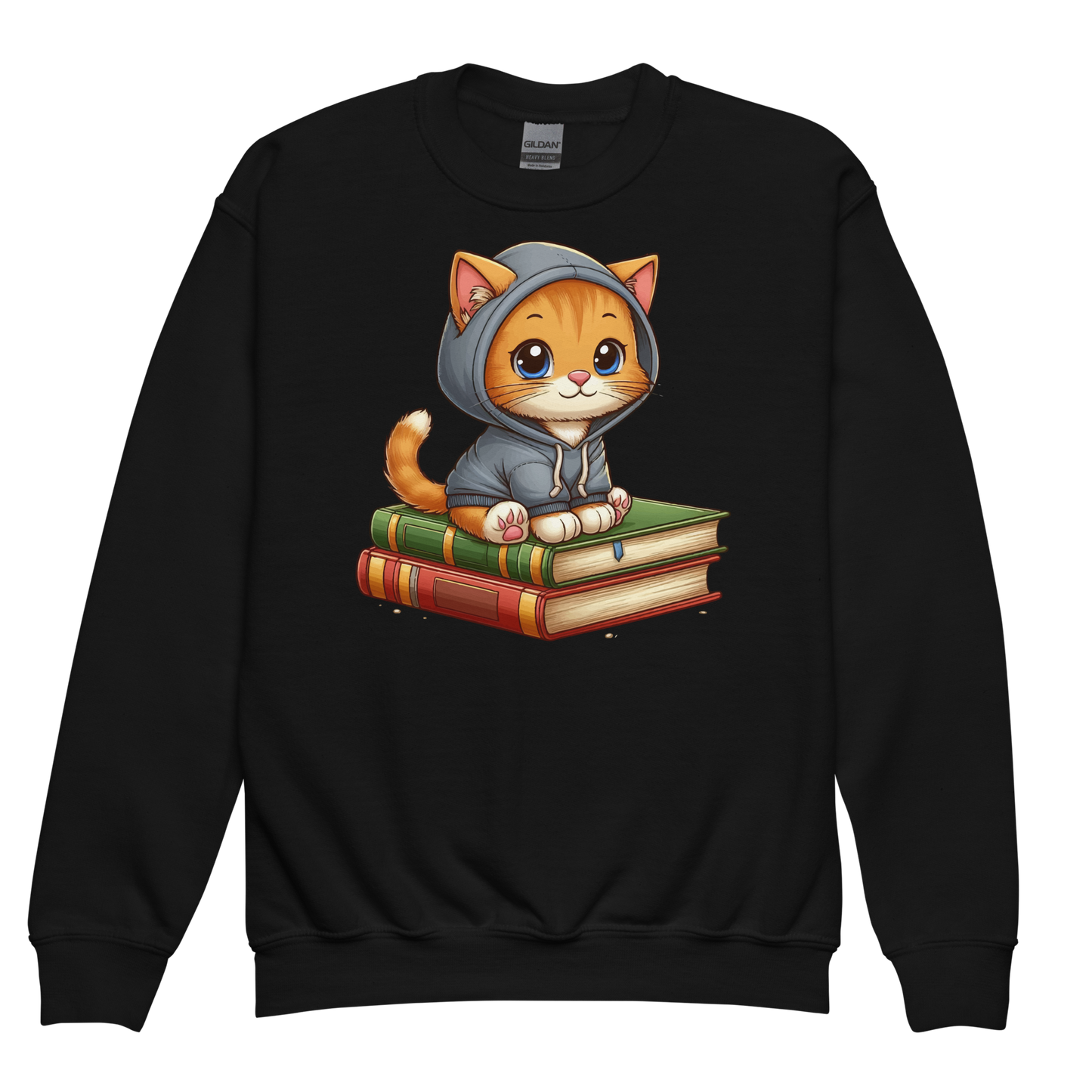 Orange Kitten - Sitting on Books - Youth Sweatshirt