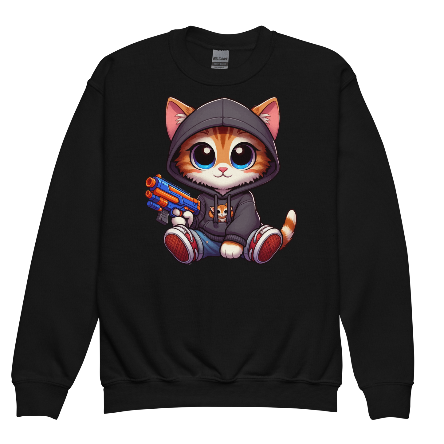 Orange Kitten with Foam Dart Blaster - Youth Sweatshirt