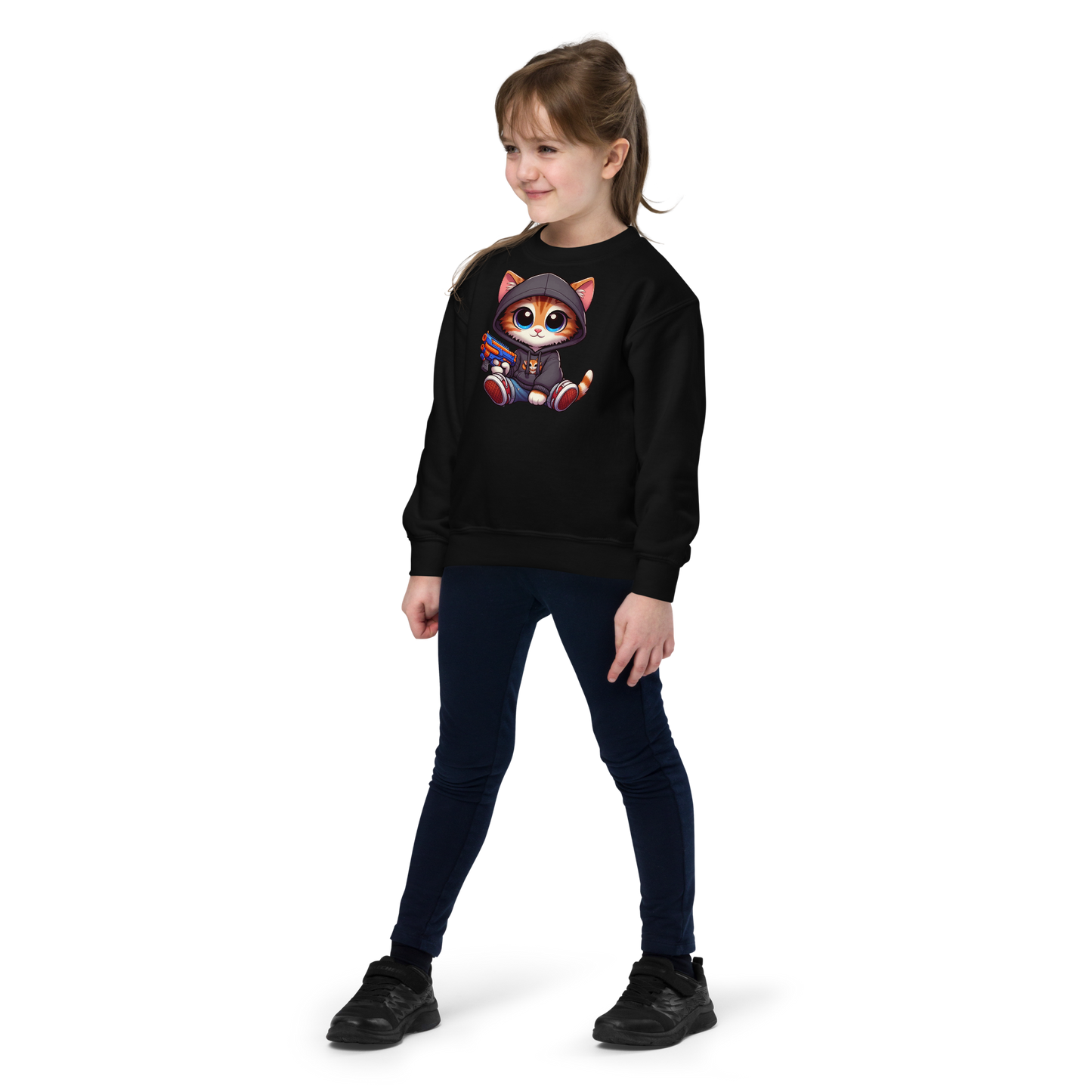 Orange Kitten with Foam Dart Blaster - Youth Sweatshirt