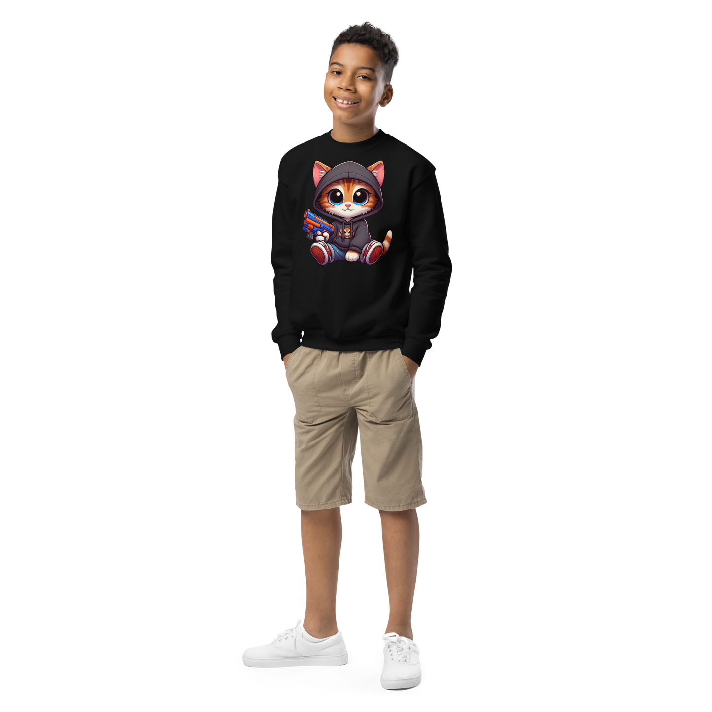 Orange Kitten with Foam Dart Blaster - Youth Sweatshirt