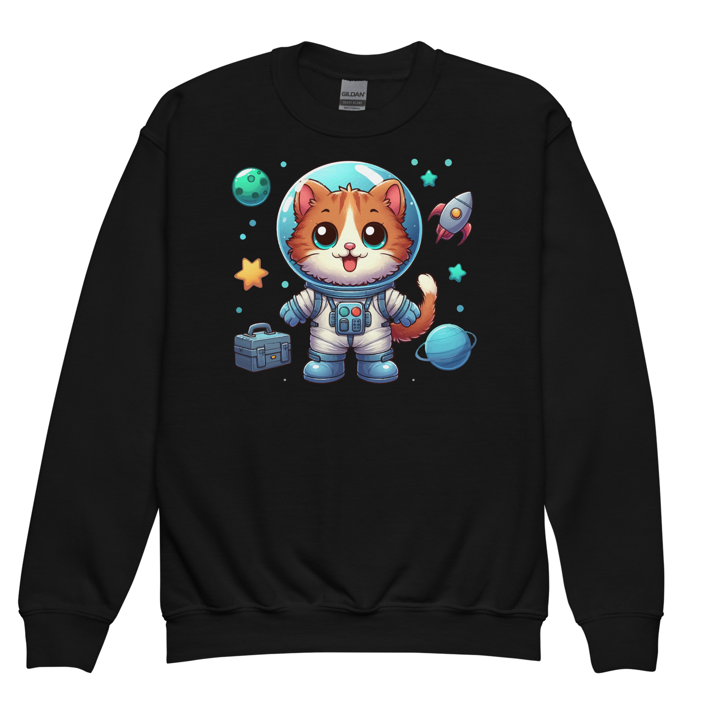 Space Kitten with Planets - Youth Sweatshirt