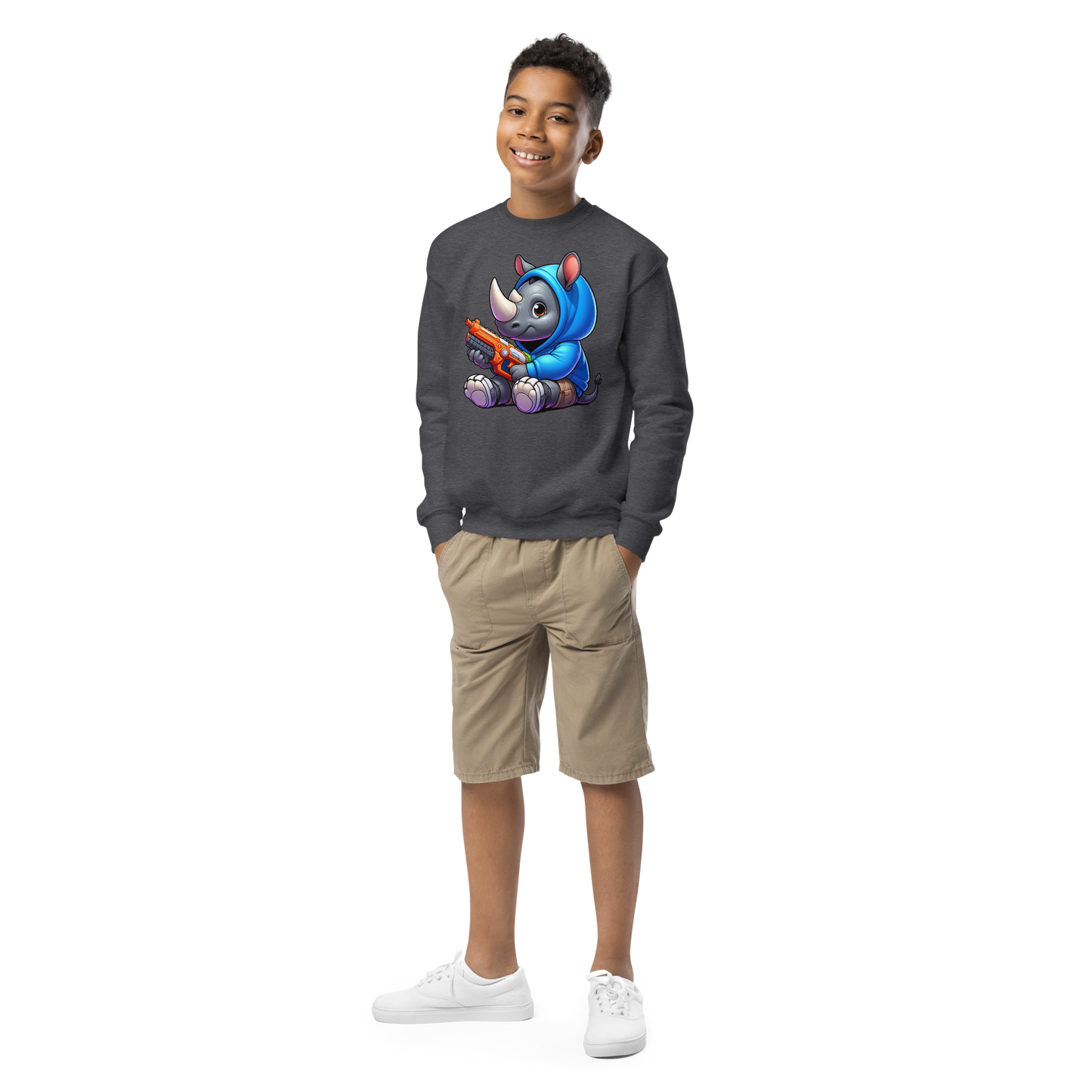 Baby Rhino with Foam Dart Blaster - Youth Sweatshirt