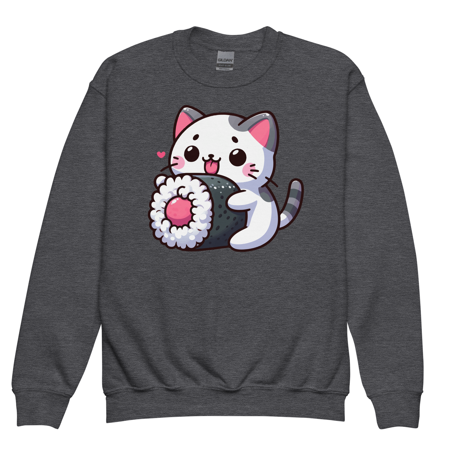 Black and Grey Kitten - Eating Sushi - Youth Sweatshirt