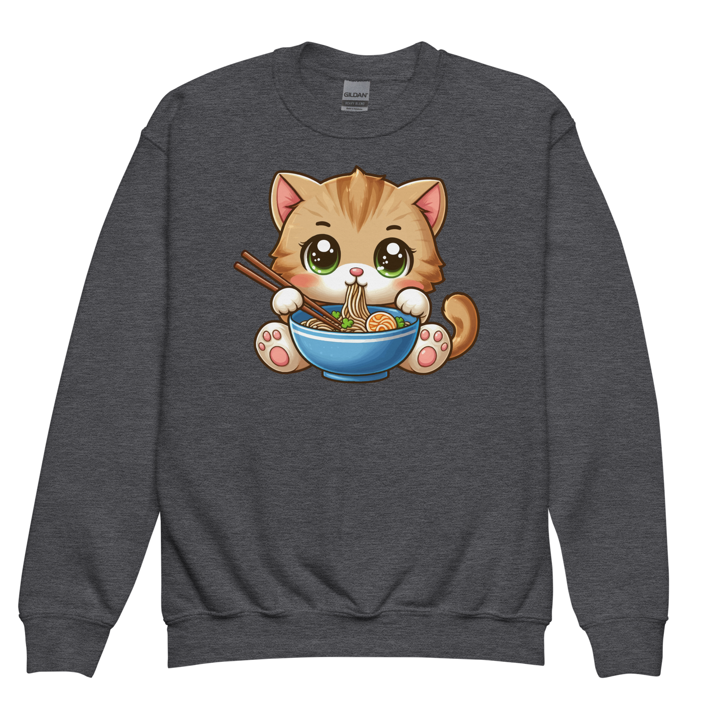Brown Kitten - Eating Ramen - Youth Sweatshirt