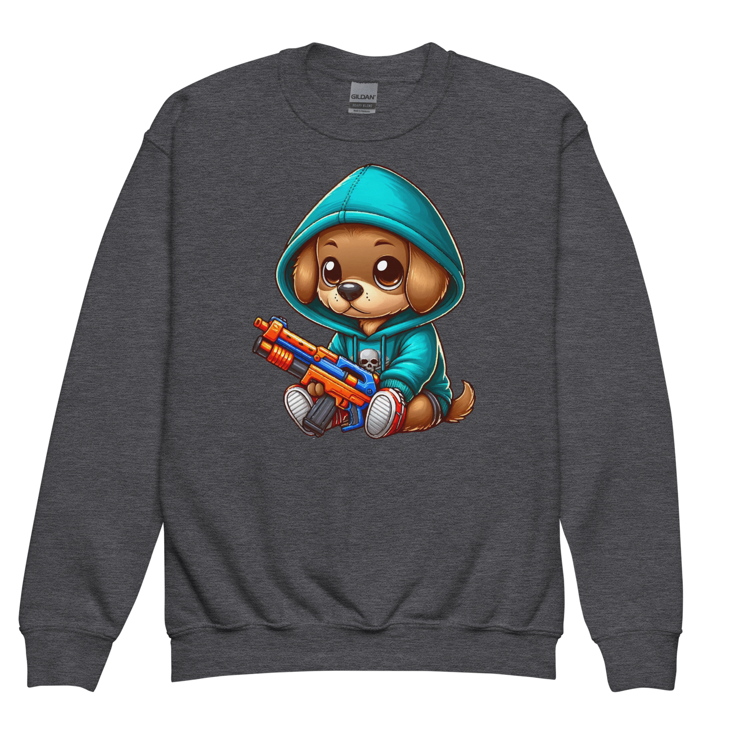 Brown Puppy with Foam Dart Blaster - Youth Sweatshirt