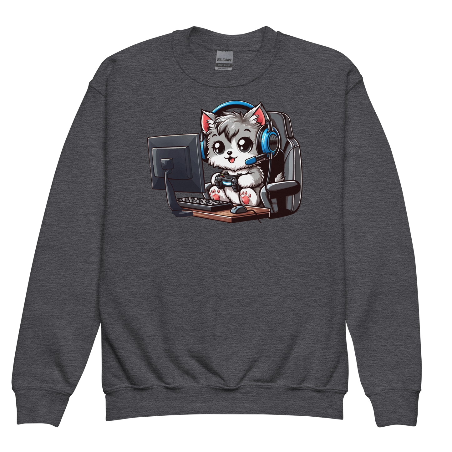 Gamer Kitten - Blue Headset - Youth Sweatshirt