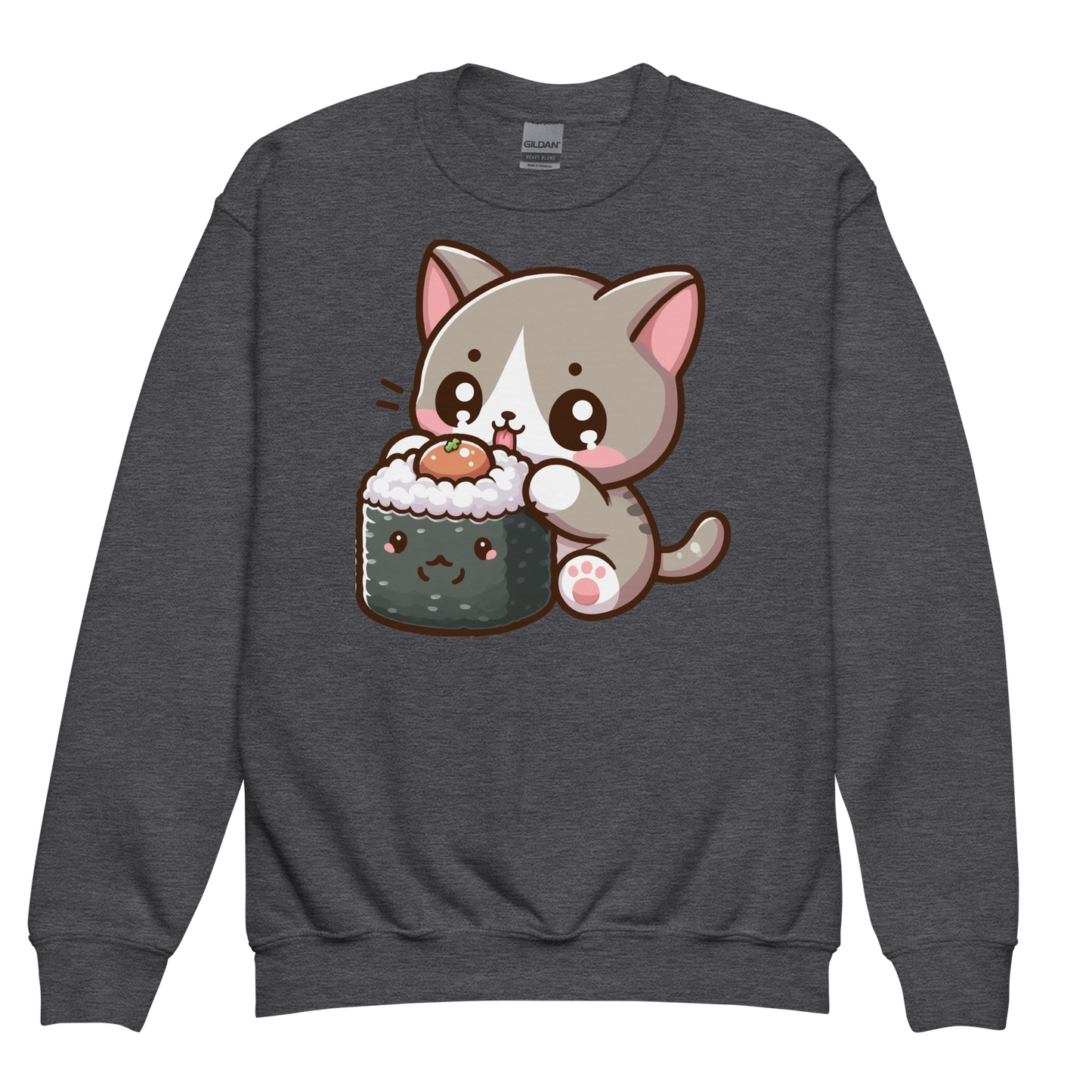 Grey Kitten - Eating Sushi - Youth Sweatshirt