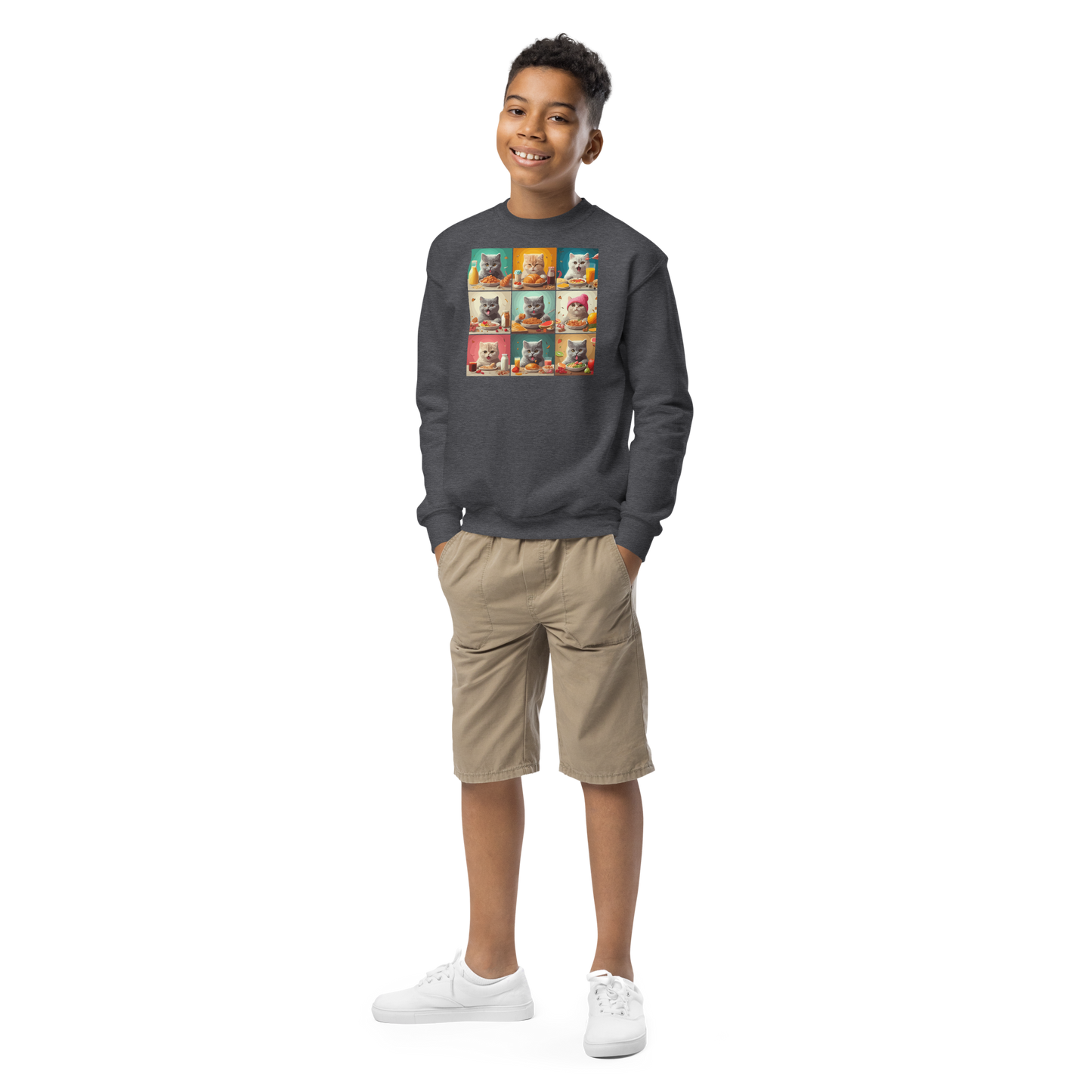 Kittens Eating Collage - Youth Sweatshirt