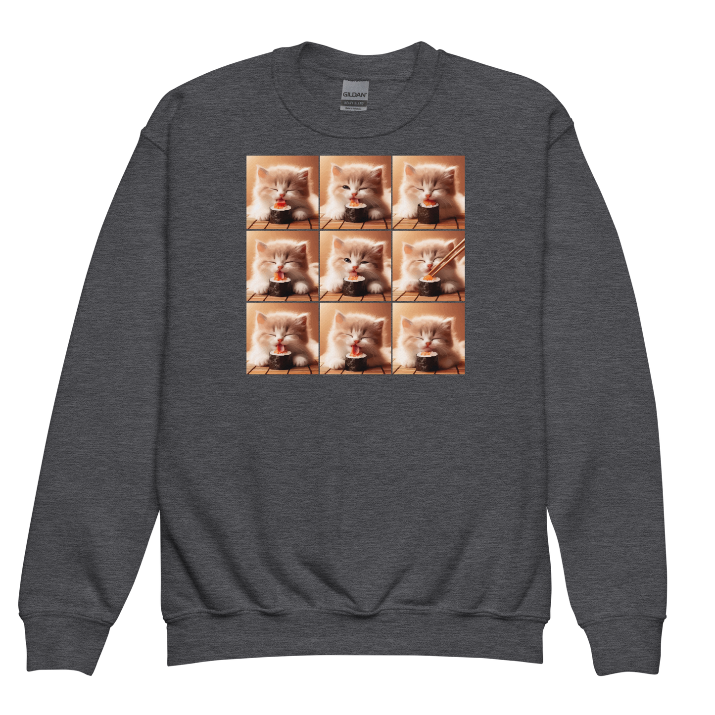 Kittens Eating Sushi Collage - Youth Sweatshirt