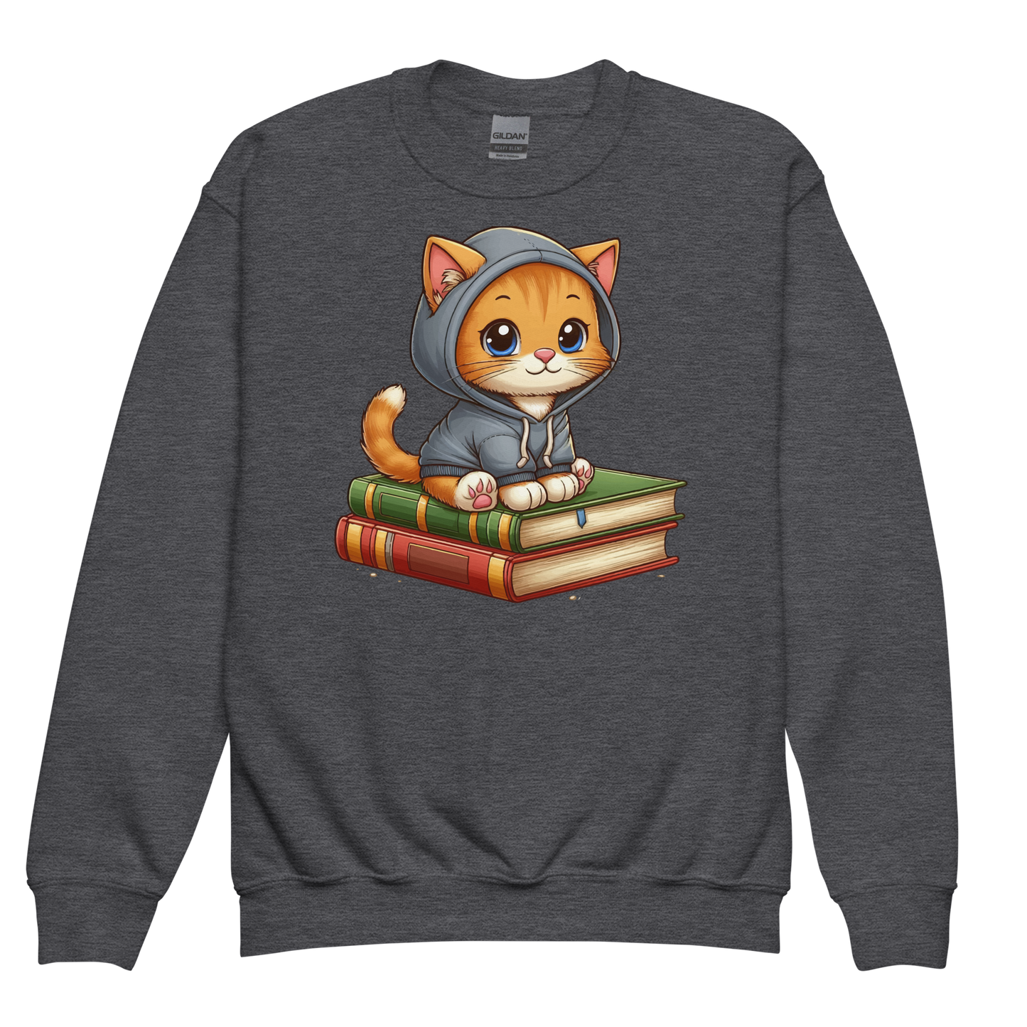 Orange Kitten - Sitting on Books - Youth Sweatshirt