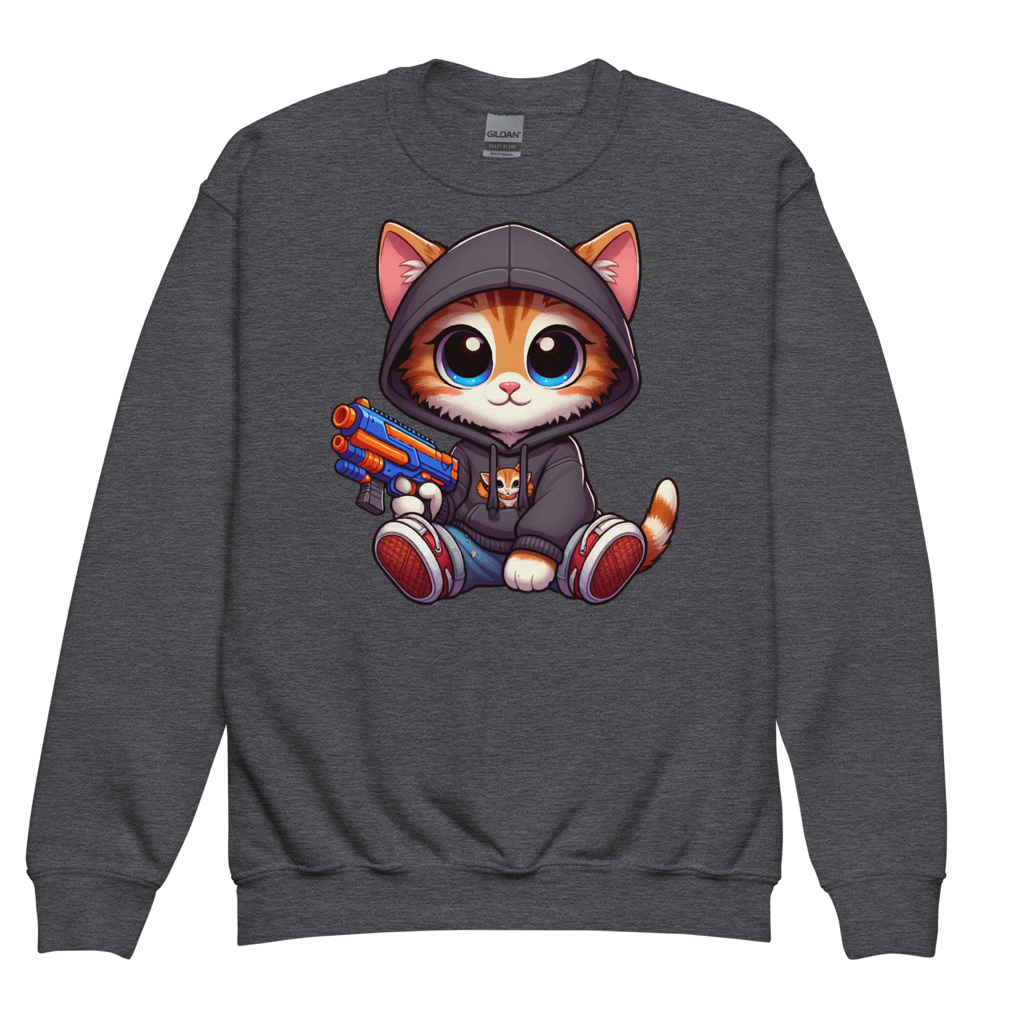Orange Kitten with Foam Dart Blaster - Youth Sweatshirt