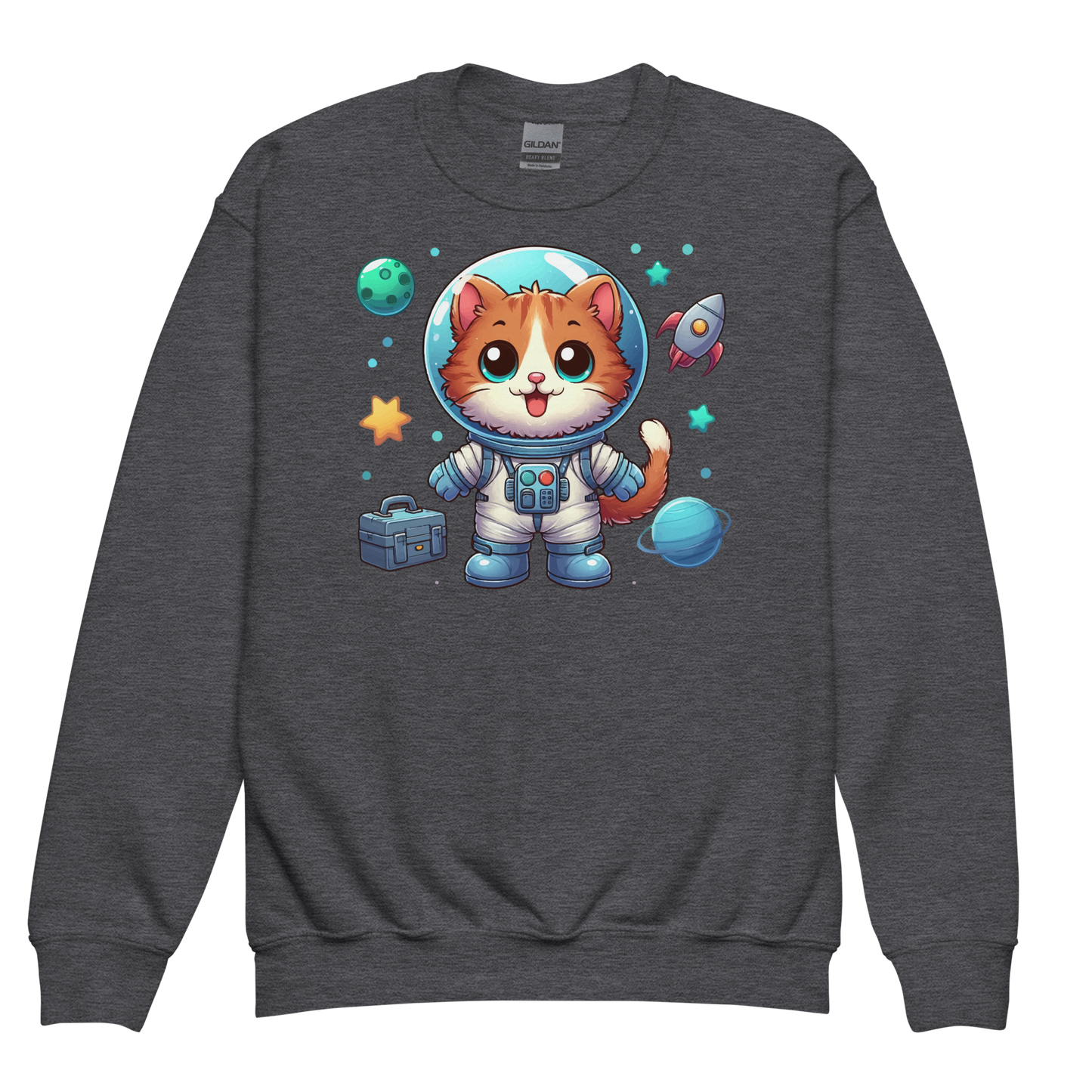 Space Kitten with Planets - Youth Sweatshirt