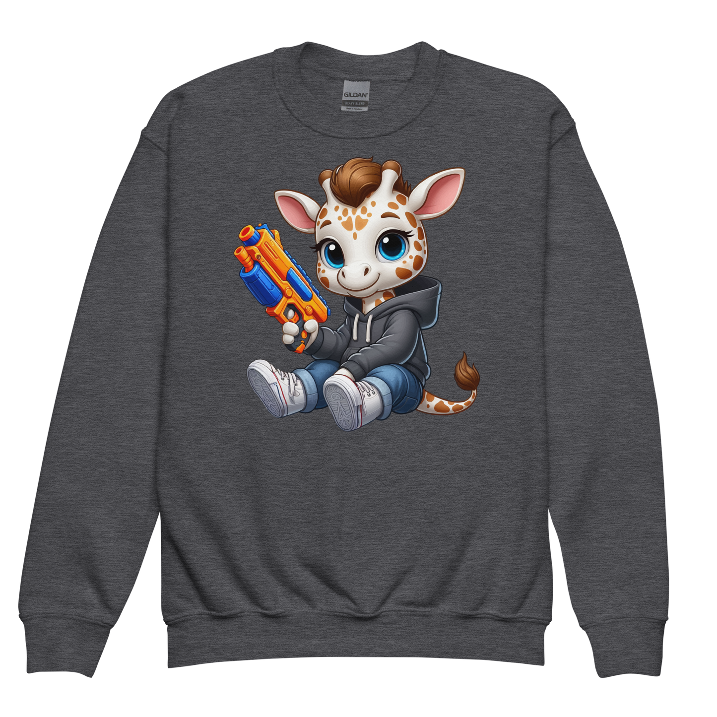 White Giraffe with Foam Dart Blaster - Youth Sweatshirt