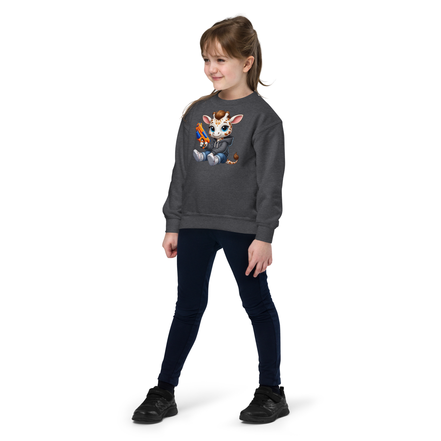 White Giraffe with Foam Dart Blaster - Youth Sweatshirt