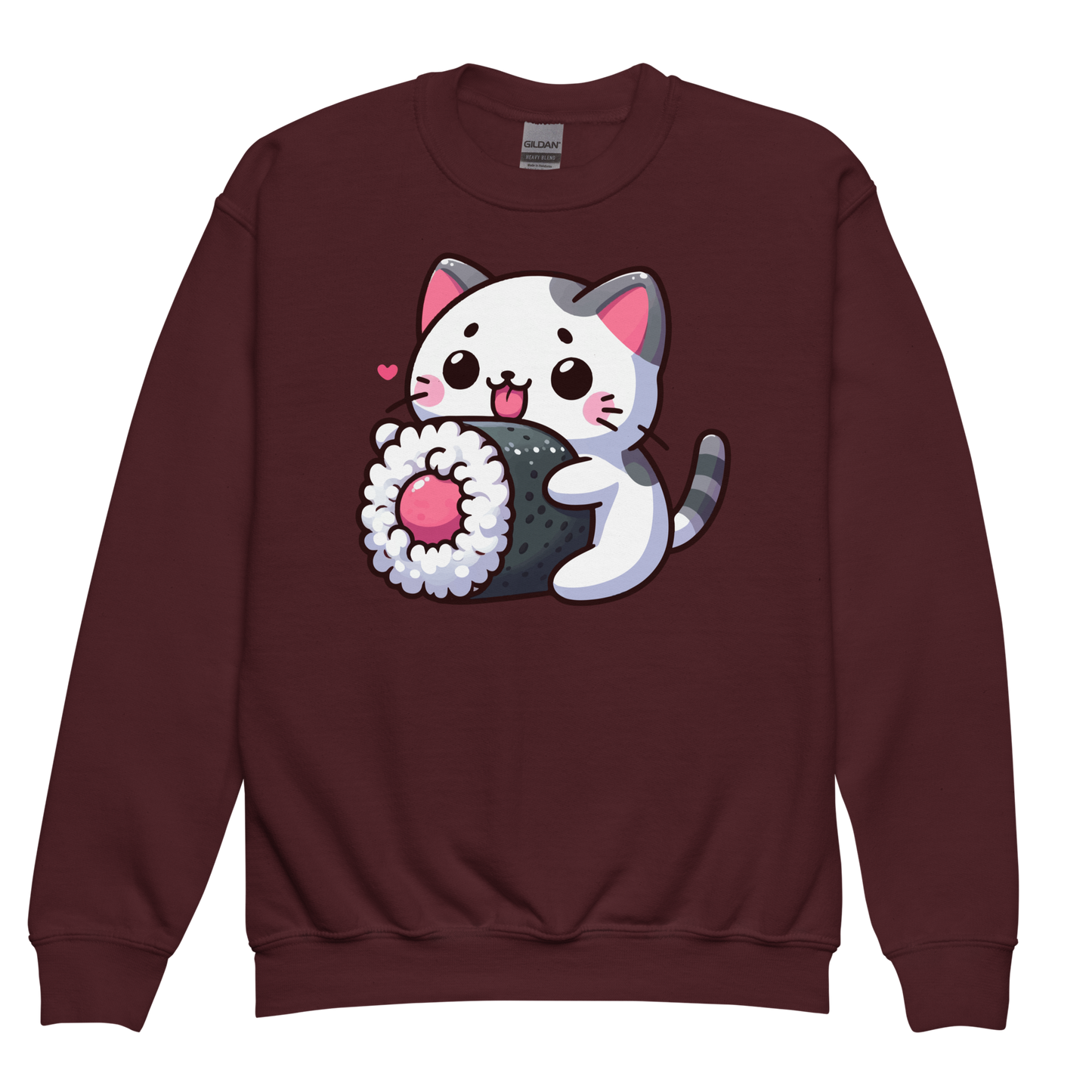 Black and Grey Kitten - Eating Sushi - Youth Sweatshirt
