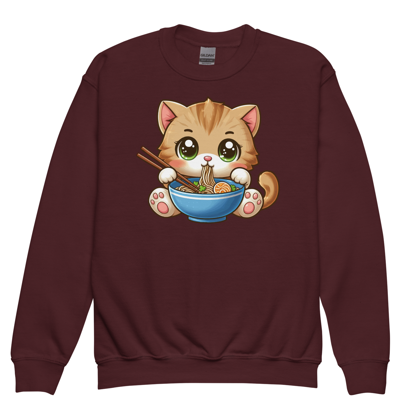 Brown Kitten - Eating Ramen - Youth Sweatshirt