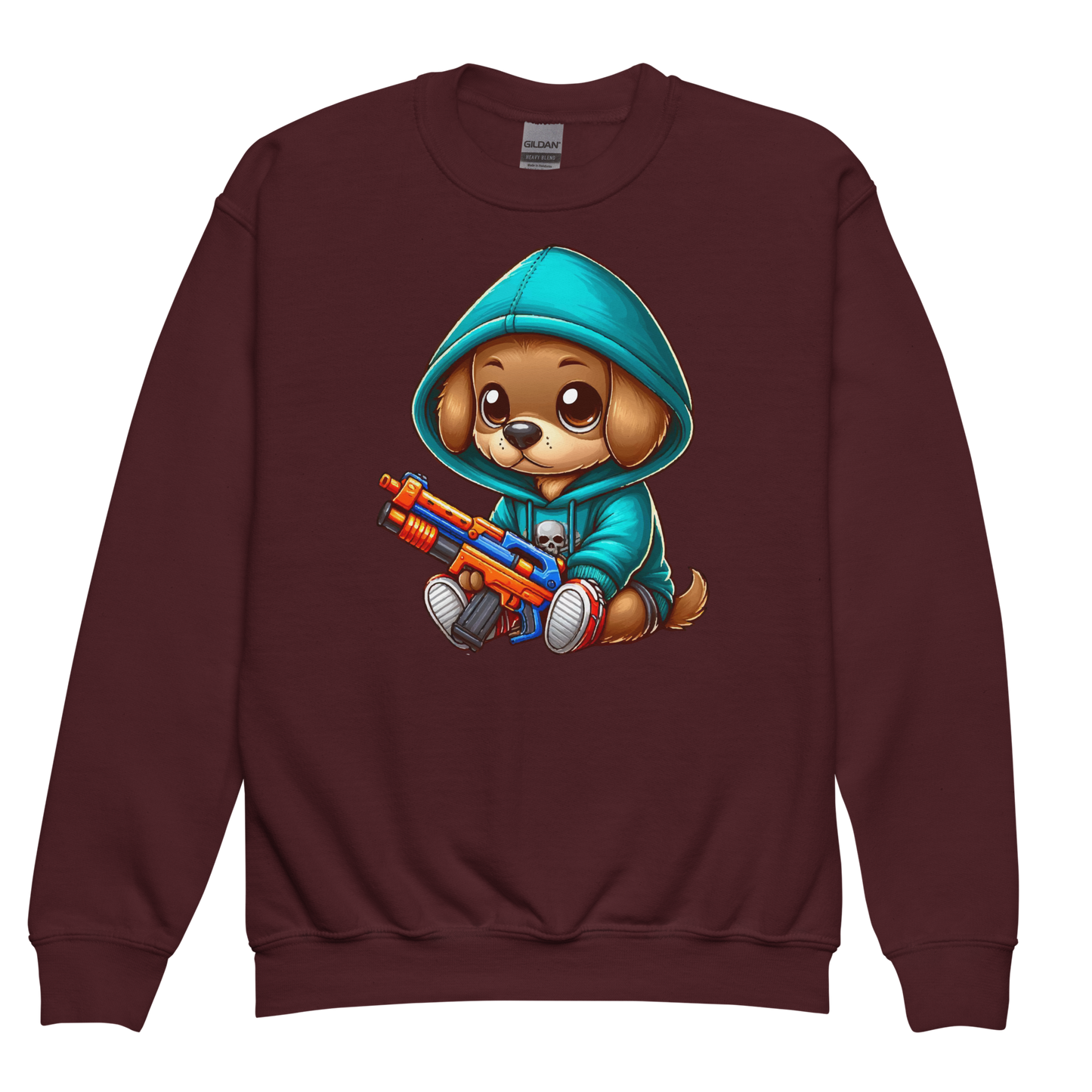 Brown Puppy with Foam Dart Blaster - Youth Sweatshirt