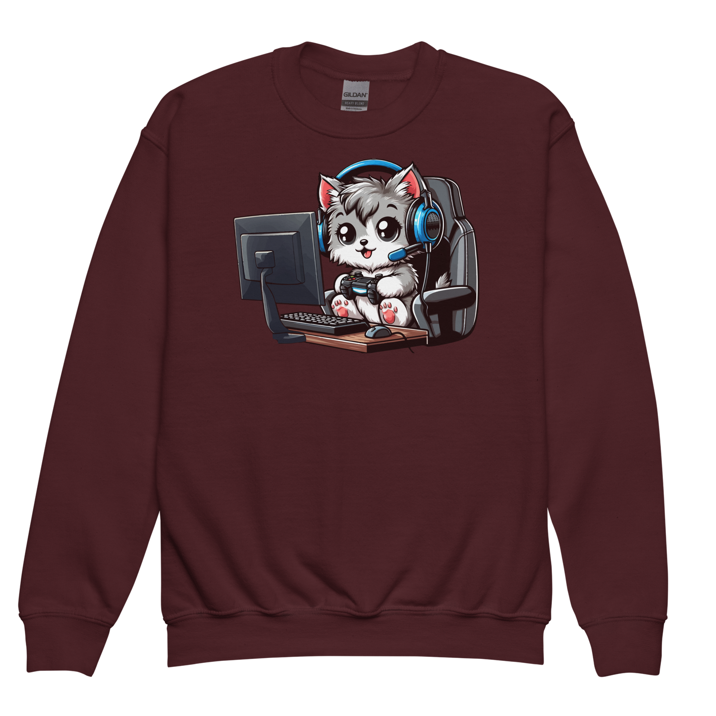 Gamer Kitten - Blue Headset - Youth Sweatshirt