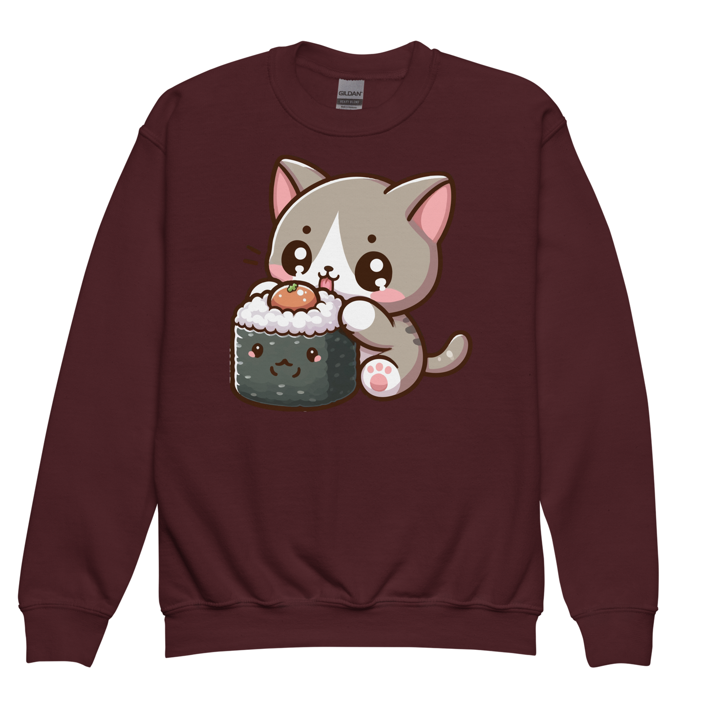 Grey Kitten - Eating Sushi - Youth Sweatshirt