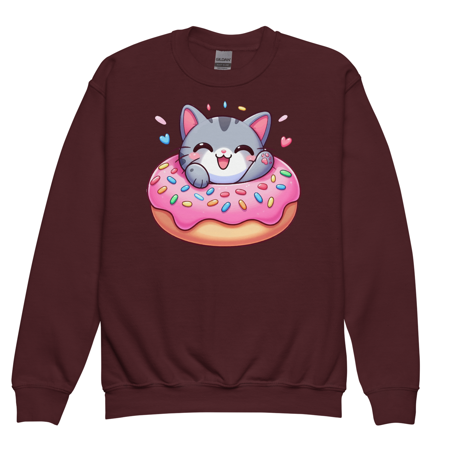 Grey Kitten - Laughing in a Donut - Youth Sweatshirt