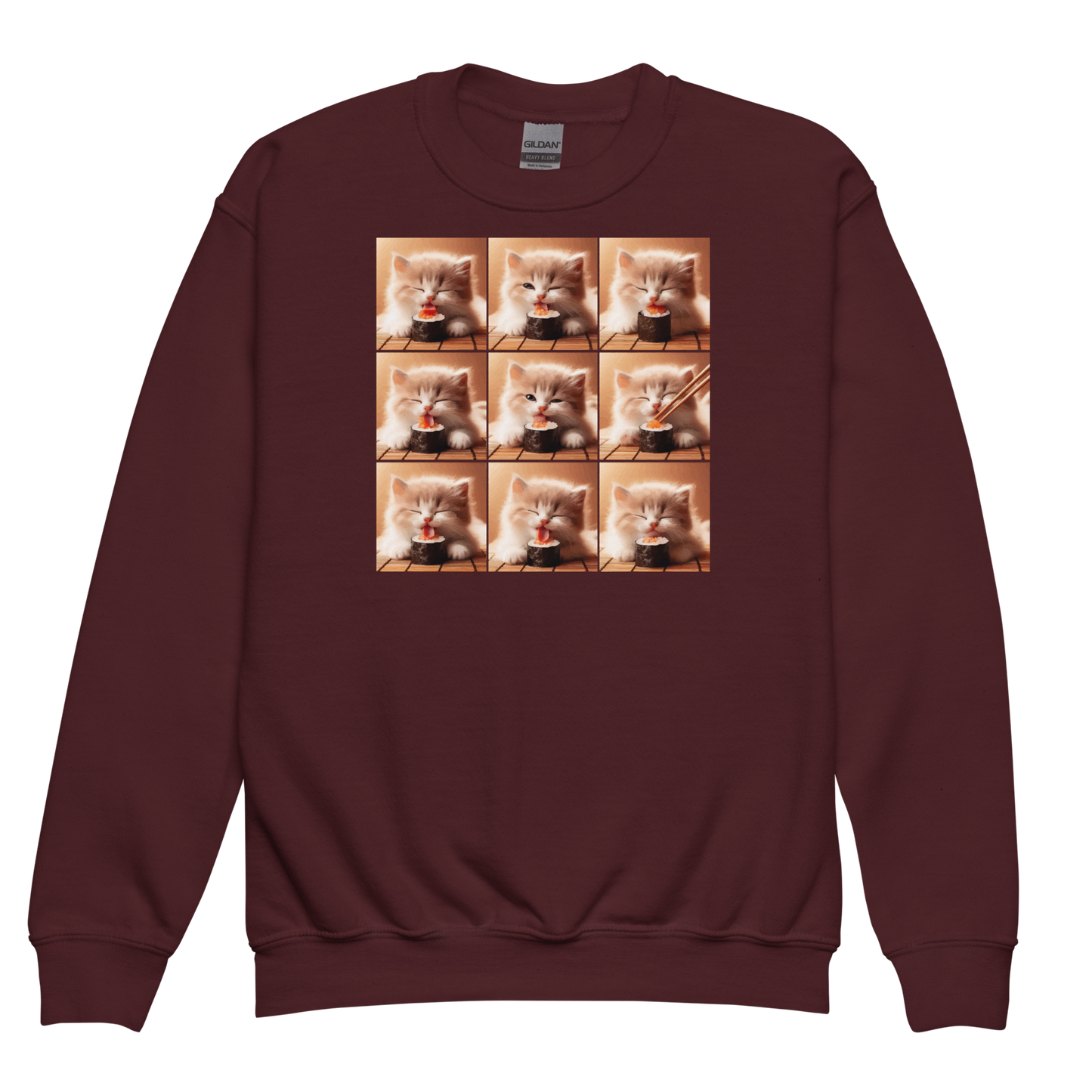 Kittens Eating Sushi Collage - Youth Sweatshirt