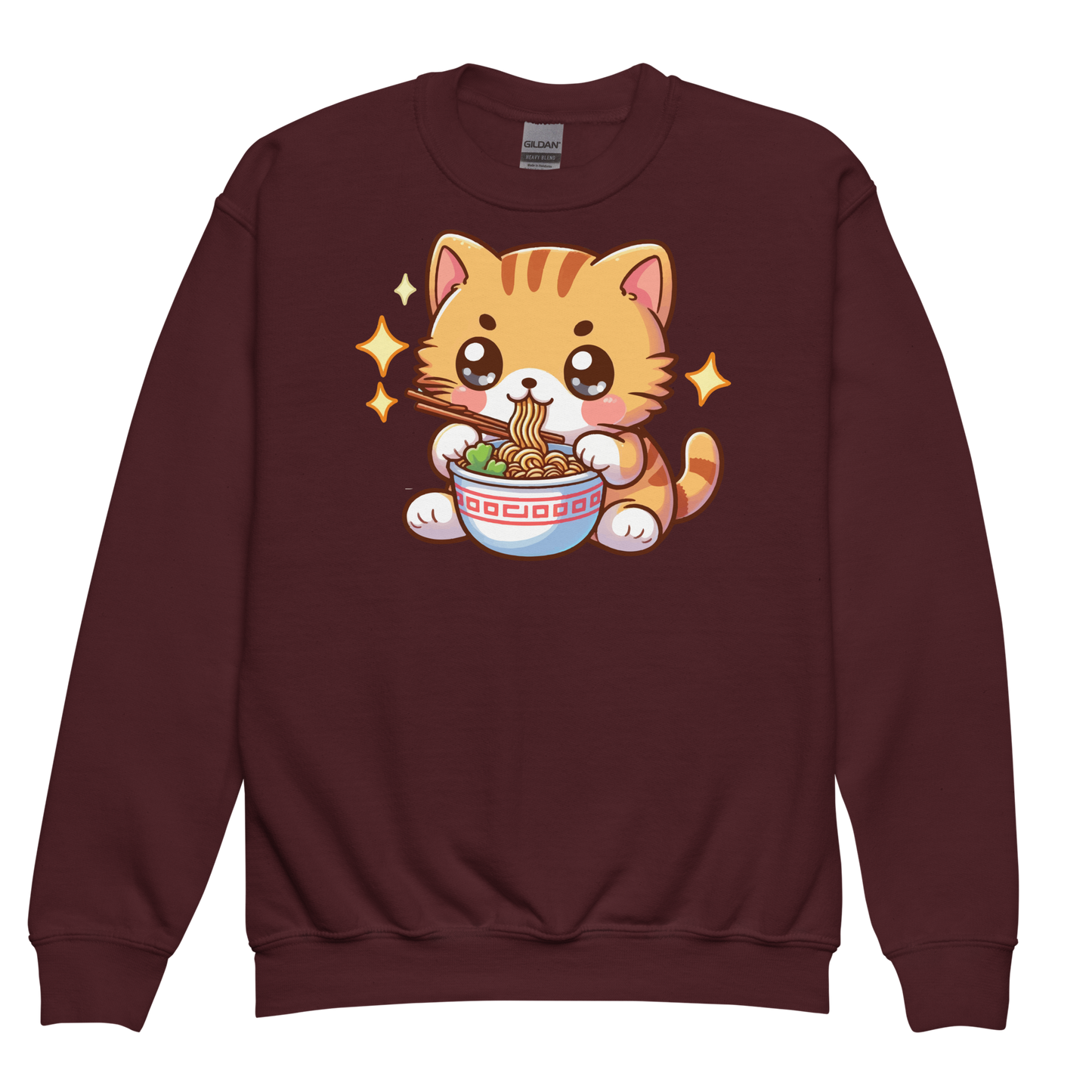 Orange Kitten - Eating Ramen - Youth Sweatshirt