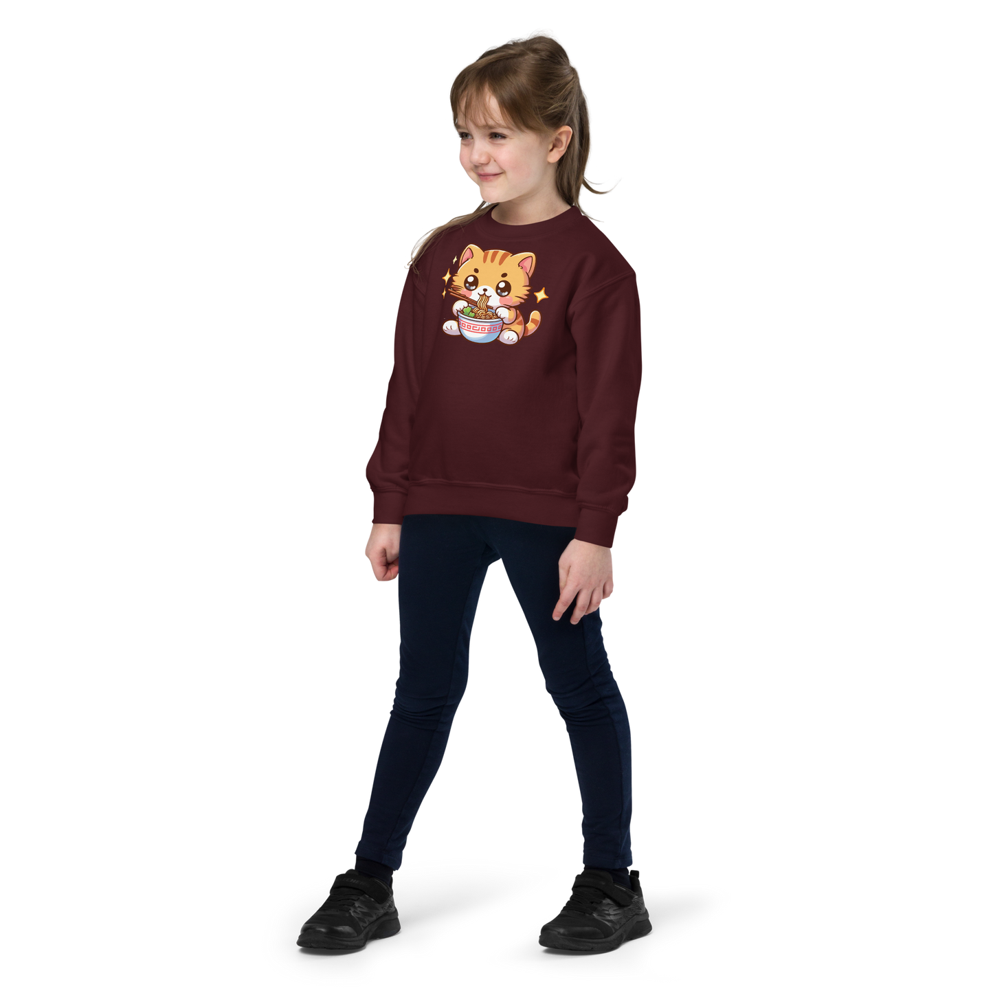 Orange Kitten - Eating Ramen - Youth Sweatshirt
