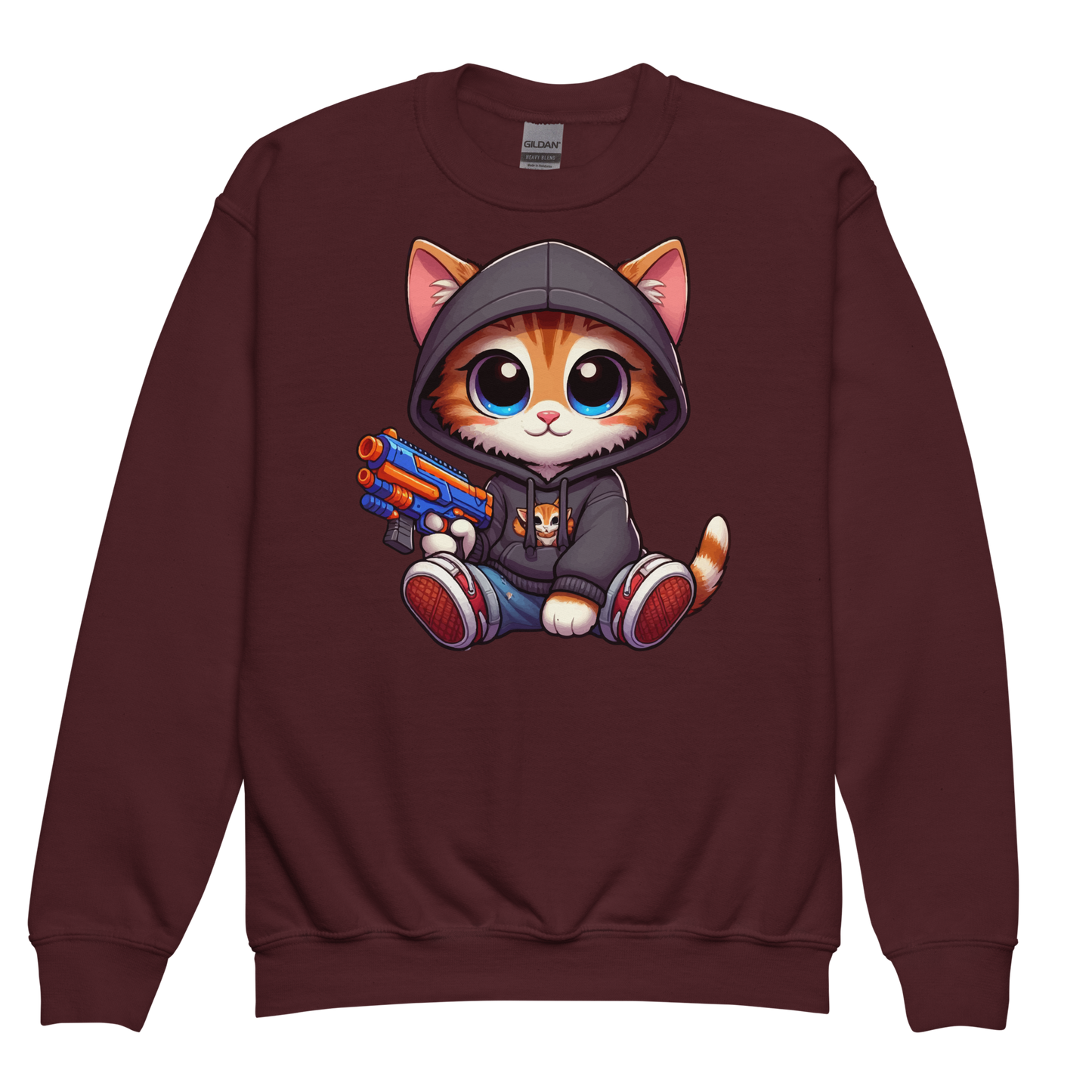 Orange Kitten with Foam Dart Blaster - Youth Sweatshirt