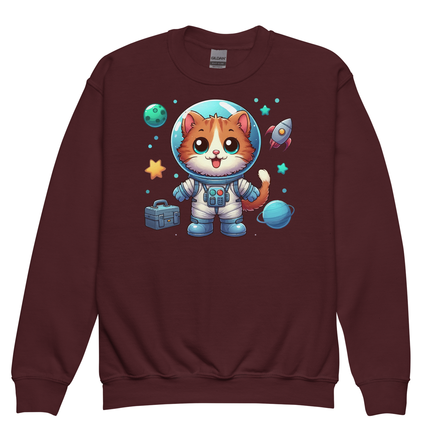 Space Kitten with Planets - Youth Sweatshirt