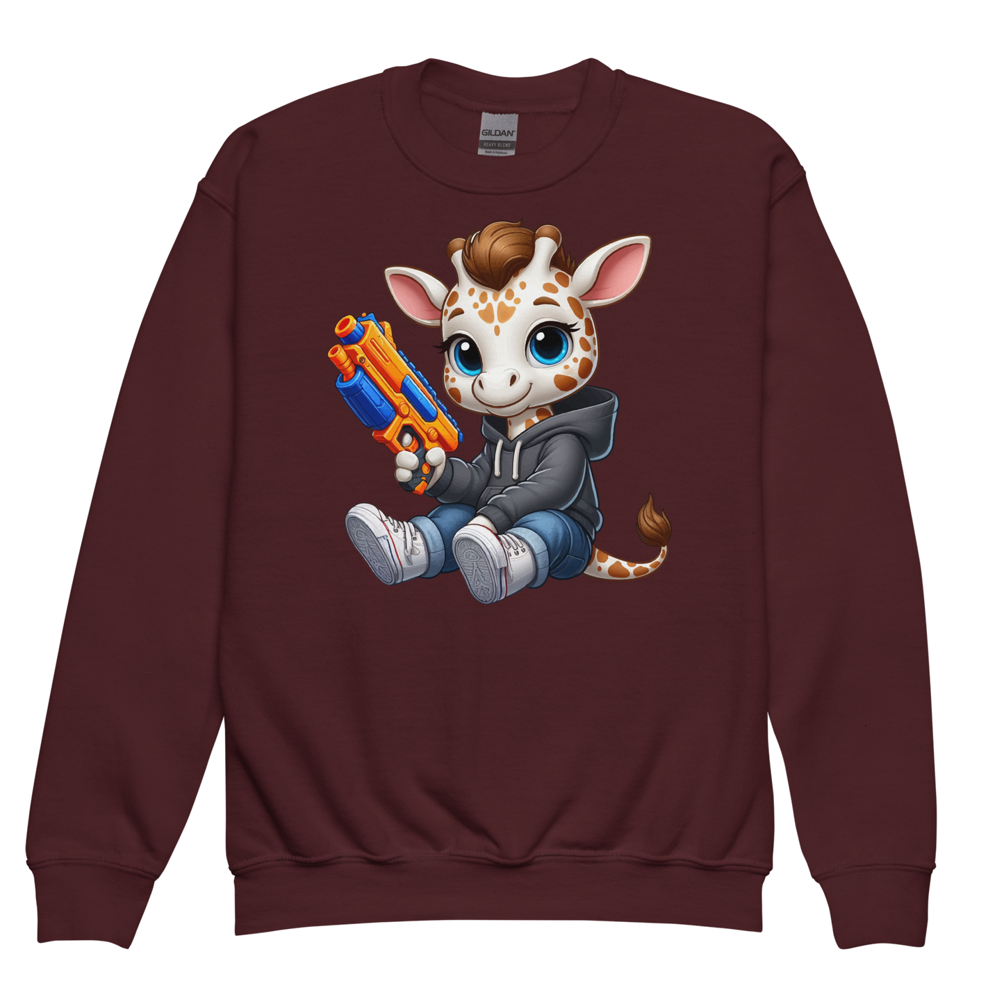 White Giraffe with Foam Dart Blaster - Youth Sweatshirt
