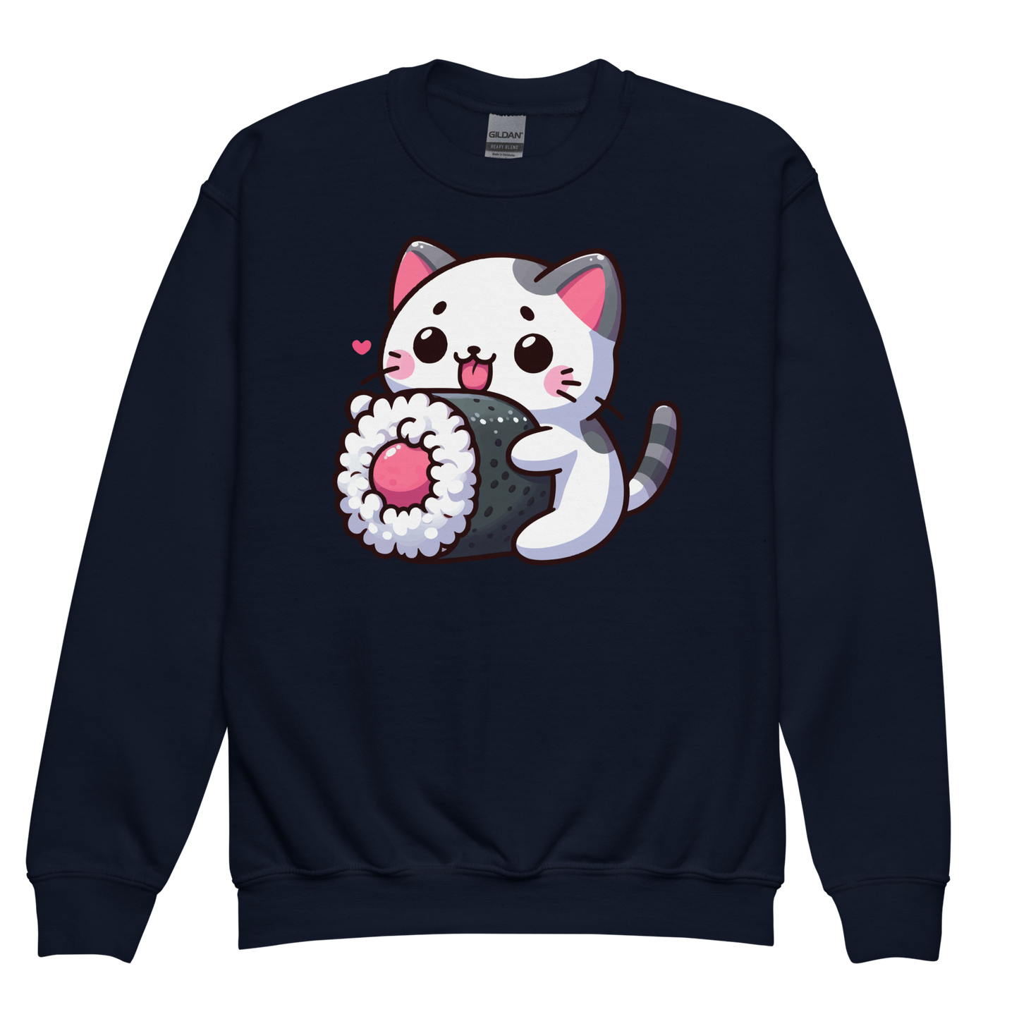 Black and Grey Kitten - Eating Sushi - Youth Sweatshirt