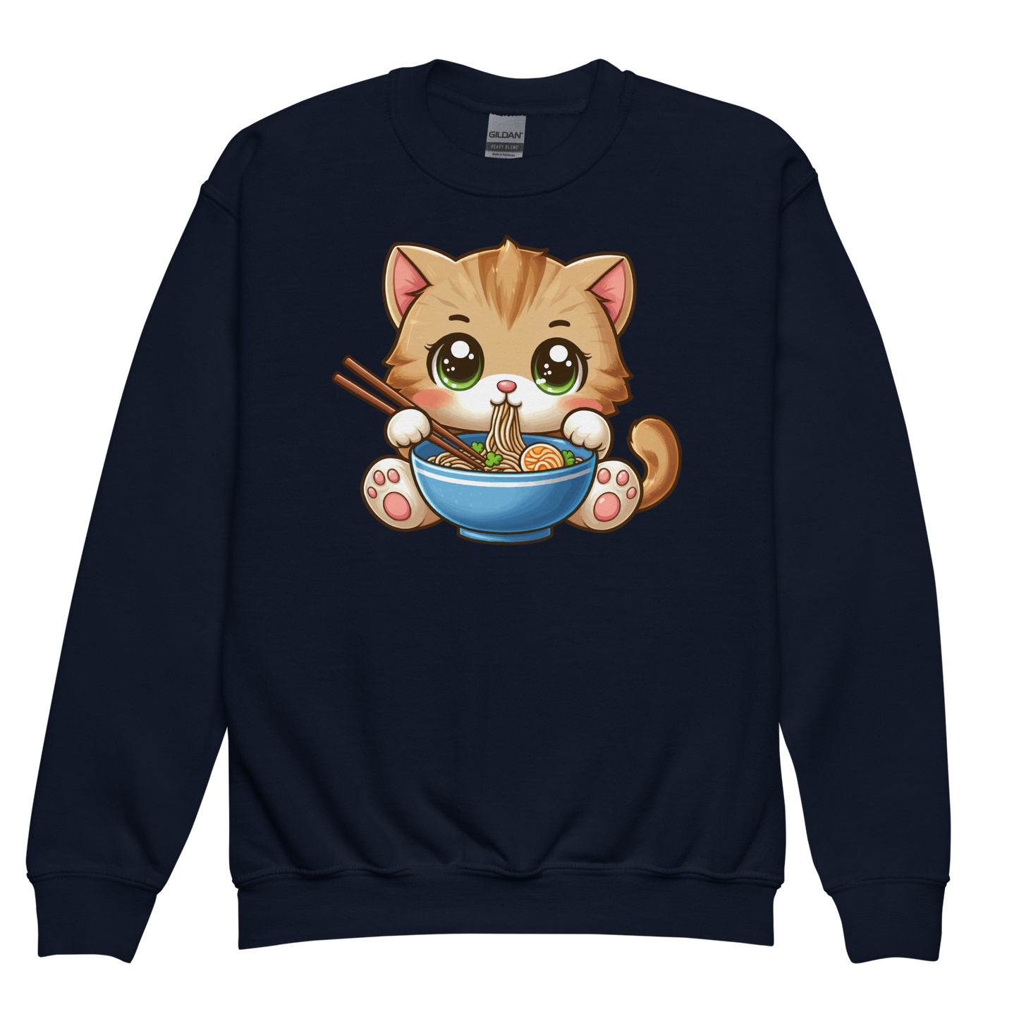 Brown Kitten - Eating Ramen - Youth Sweatshirt
