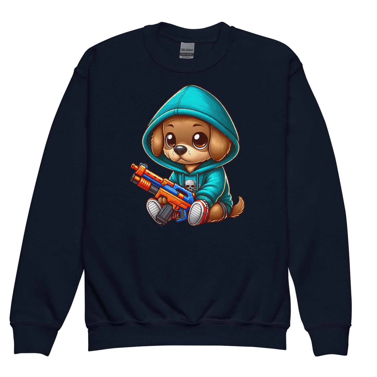 Brown Puppy with Foam Dart Blaster - Youth Sweatshirt