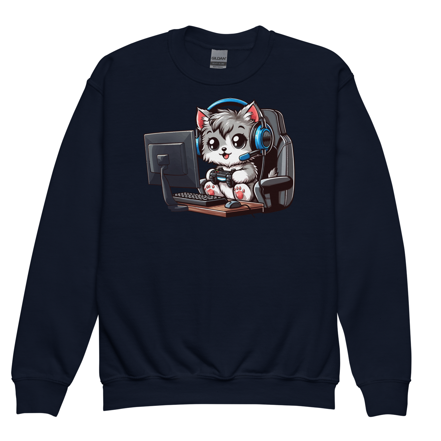 Gamer Kitten - Blue Headset - Youth Sweatshirt