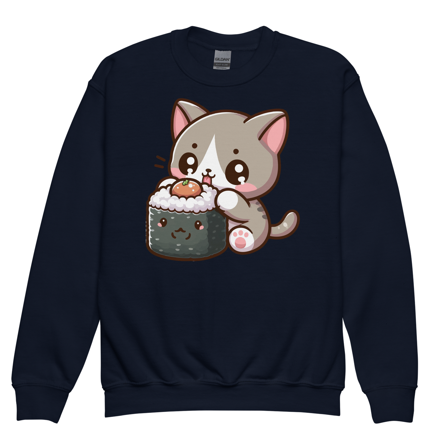 Grey Kitten - Eating Sushi - Youth Sweatshirt