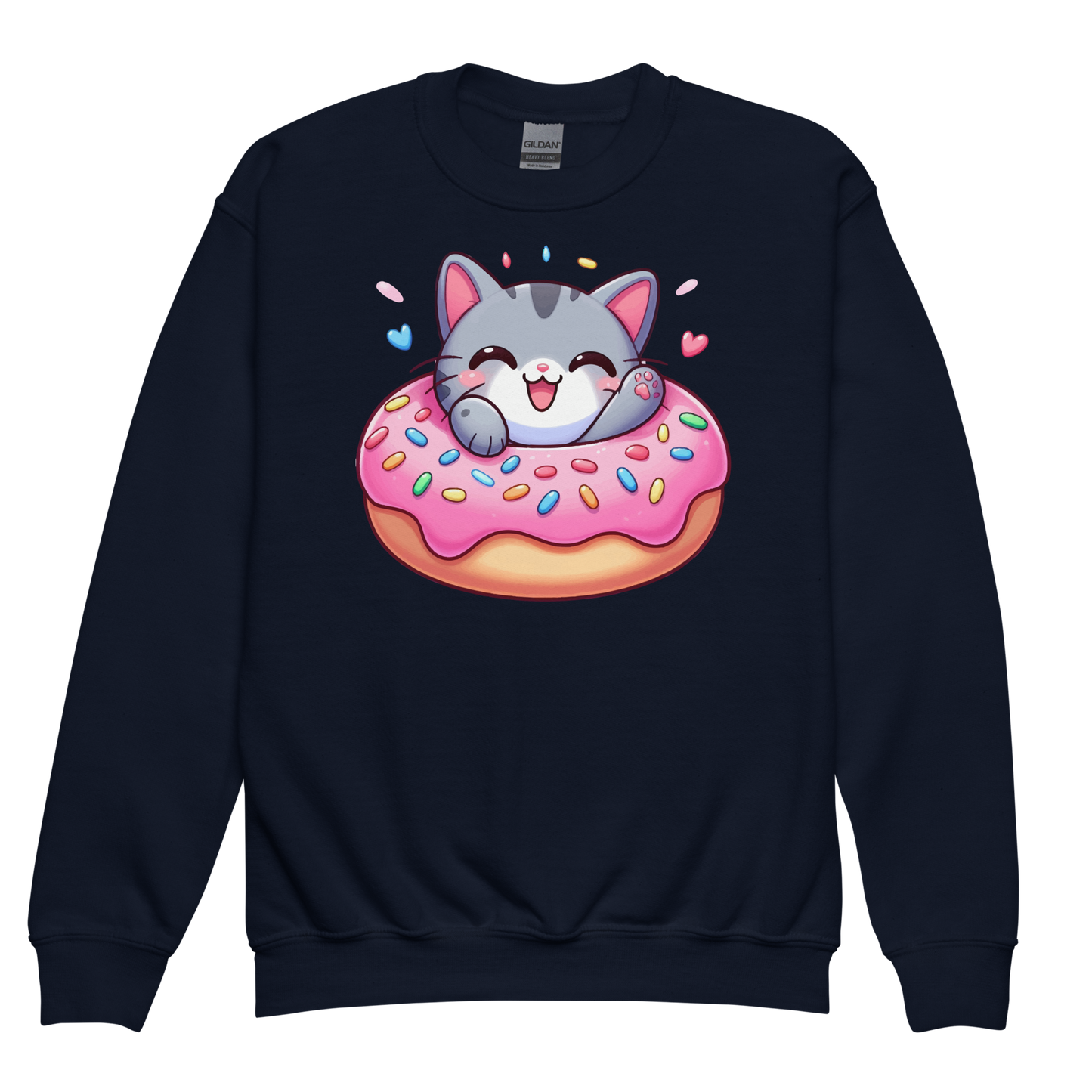 Grey Kitten - Laughing in a Donut - Youth Sweatshirt