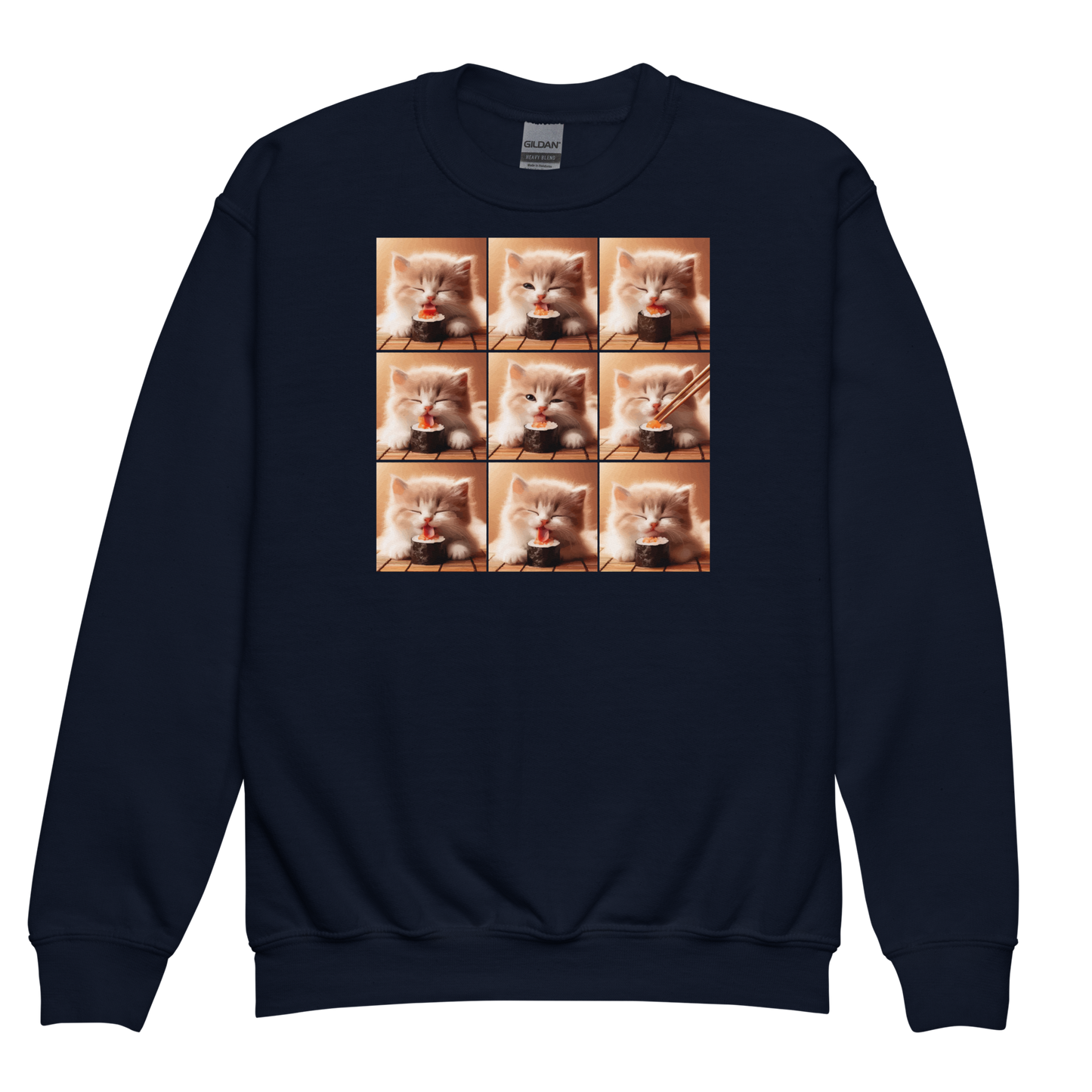 Kittens Eating Sushi Collage - Youth Sweatshirt