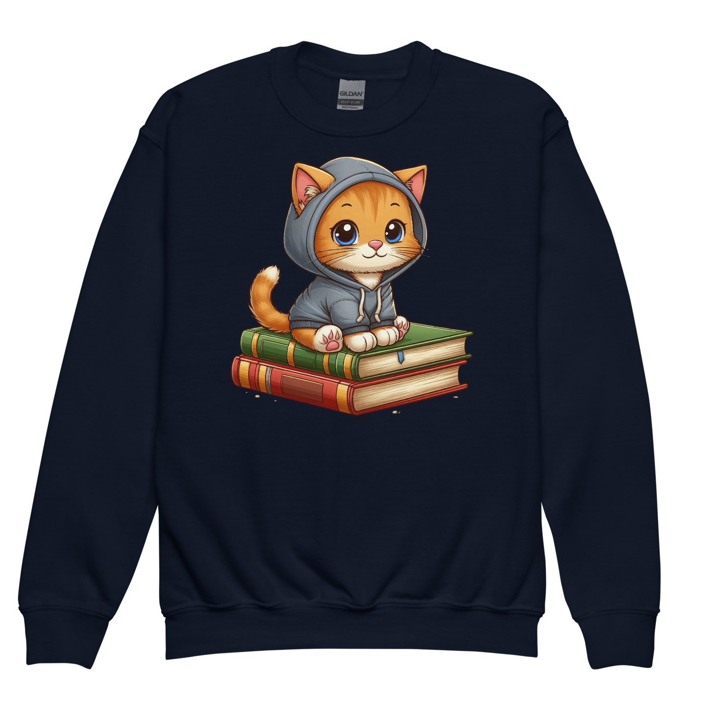 Orange Kitten - Sitting on Books - Youth Sweatshirt