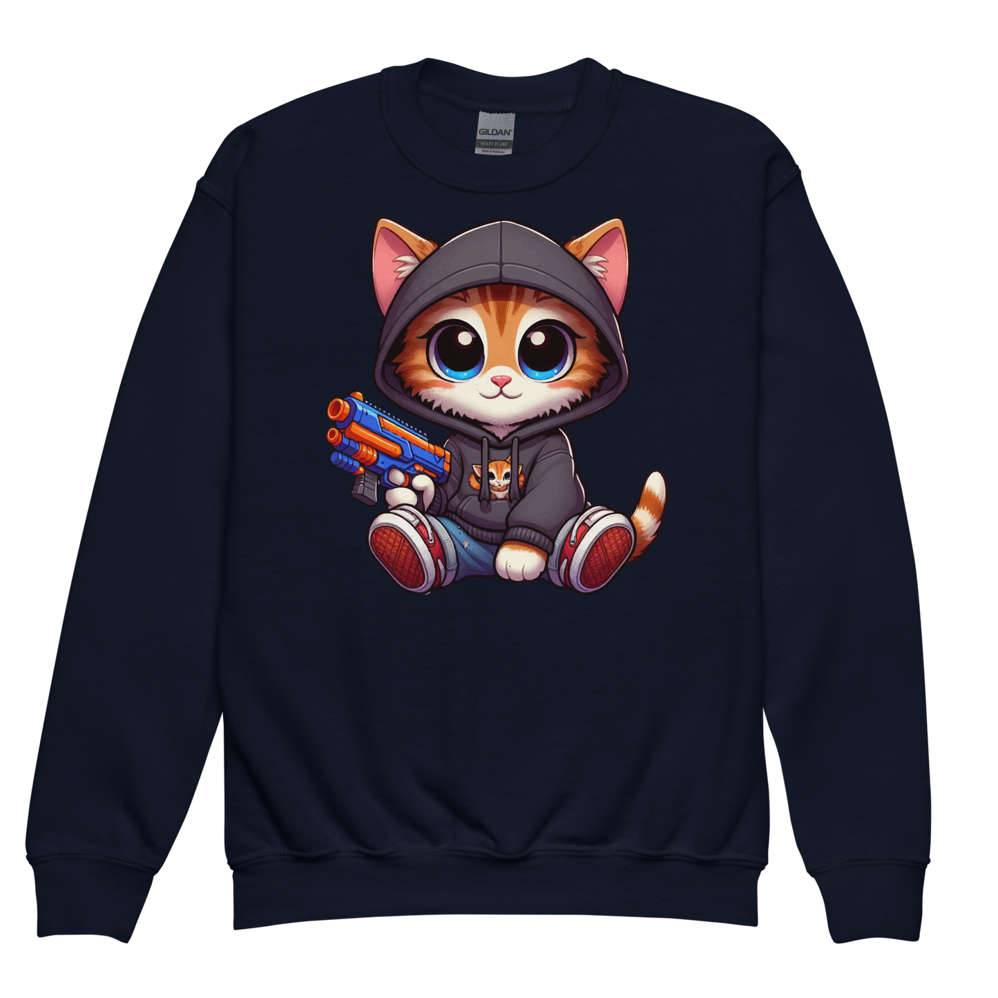 Orange Kitten with Foam Dart Blaster - Youth Sweatshirt