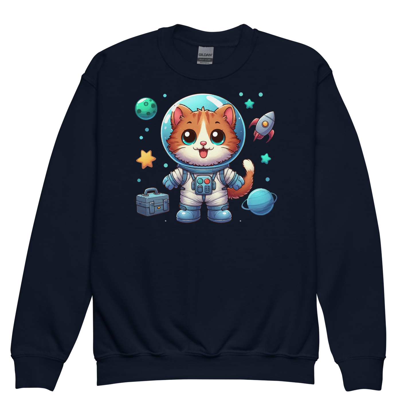 Space Kitten with Planets - Youth Sweatshirt