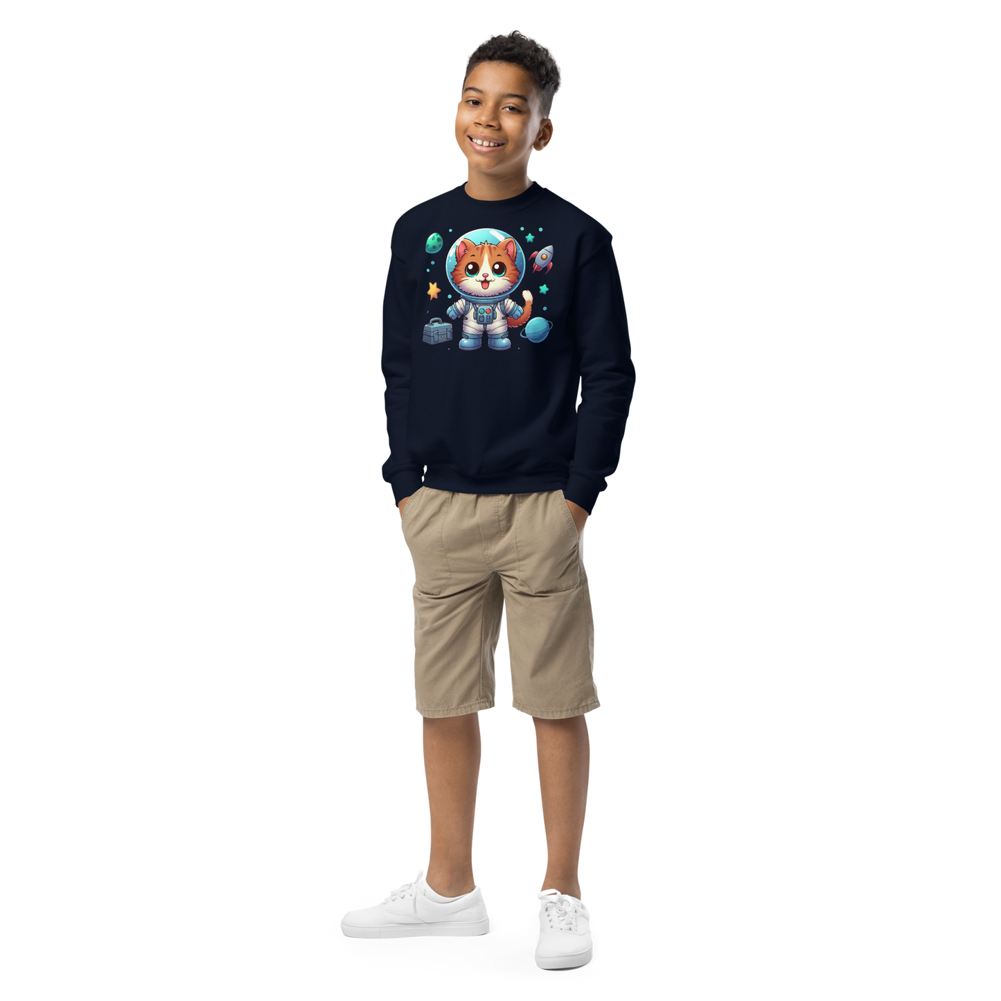 Space Kitten with Planets - Youth Sweatshirt