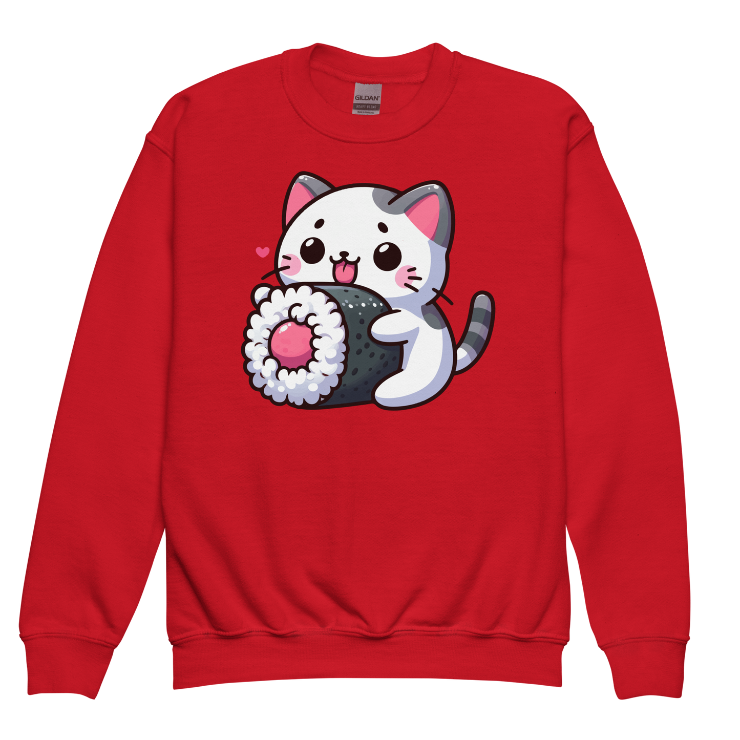 Black and Grey Kitten - Eating Sushi - Youth Sweatshirt