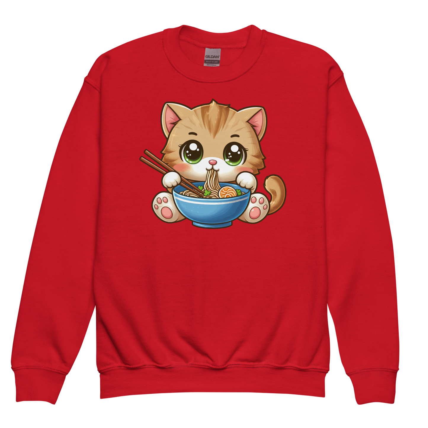 Brown Kitten - Eating Ramen - Youth Sweatshirt