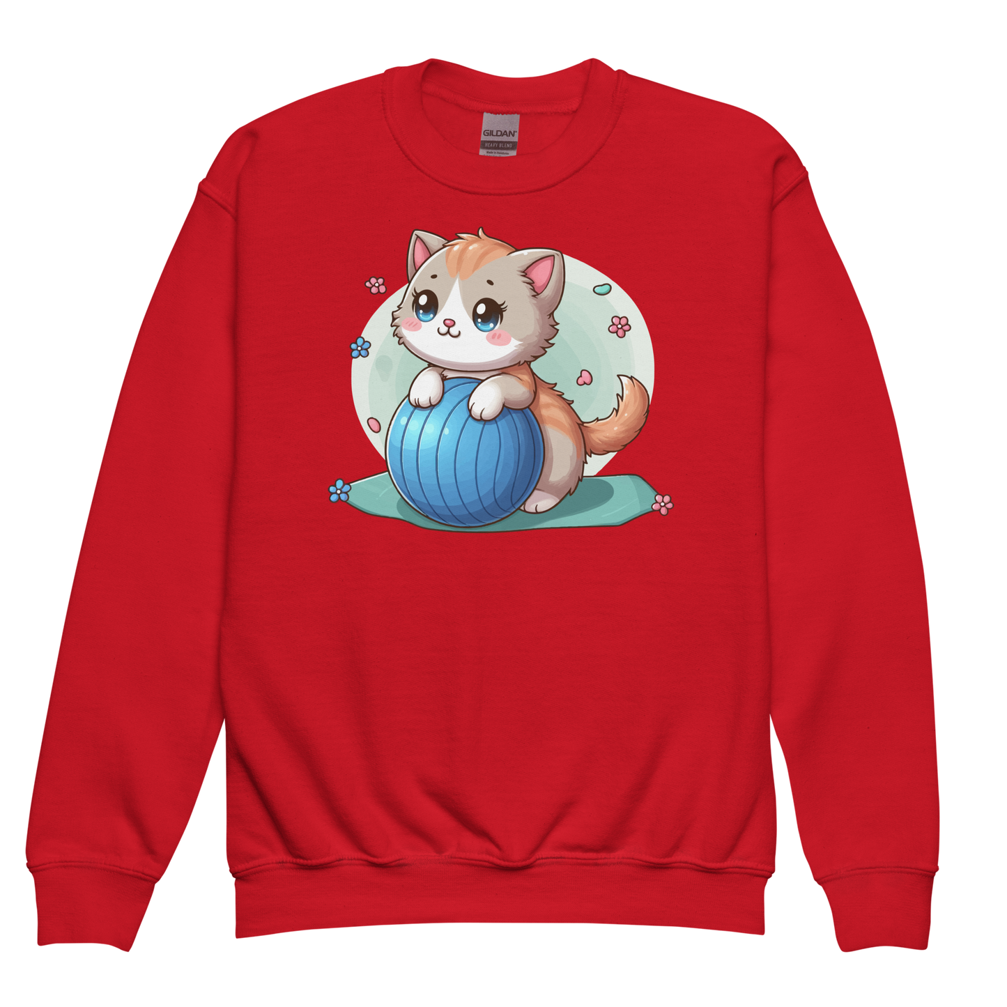 Brown Kitten on Blue Ball - Youth Sweatshirt